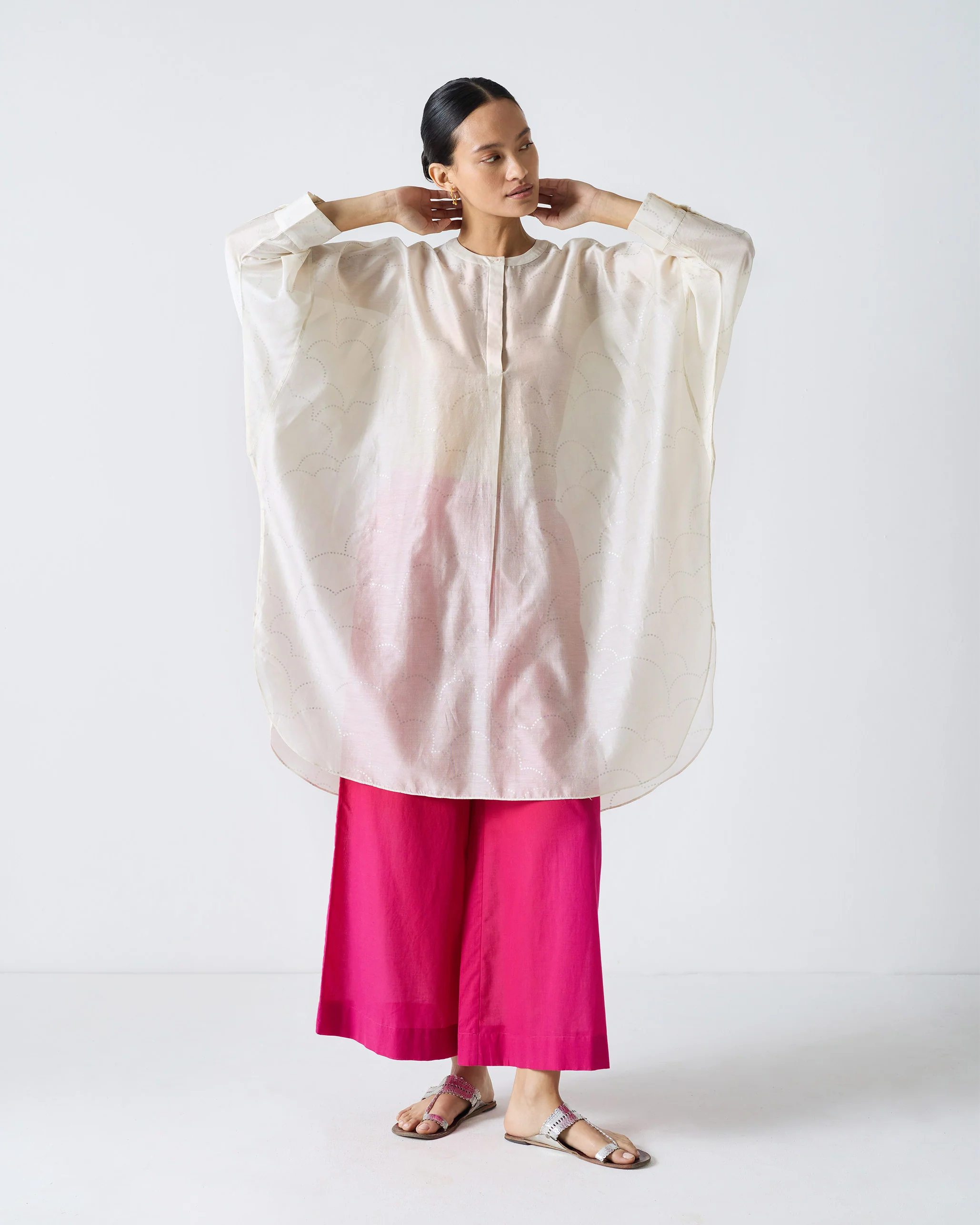 Lazy Sunday Tunic - Ivory & Silver Print - Image 3