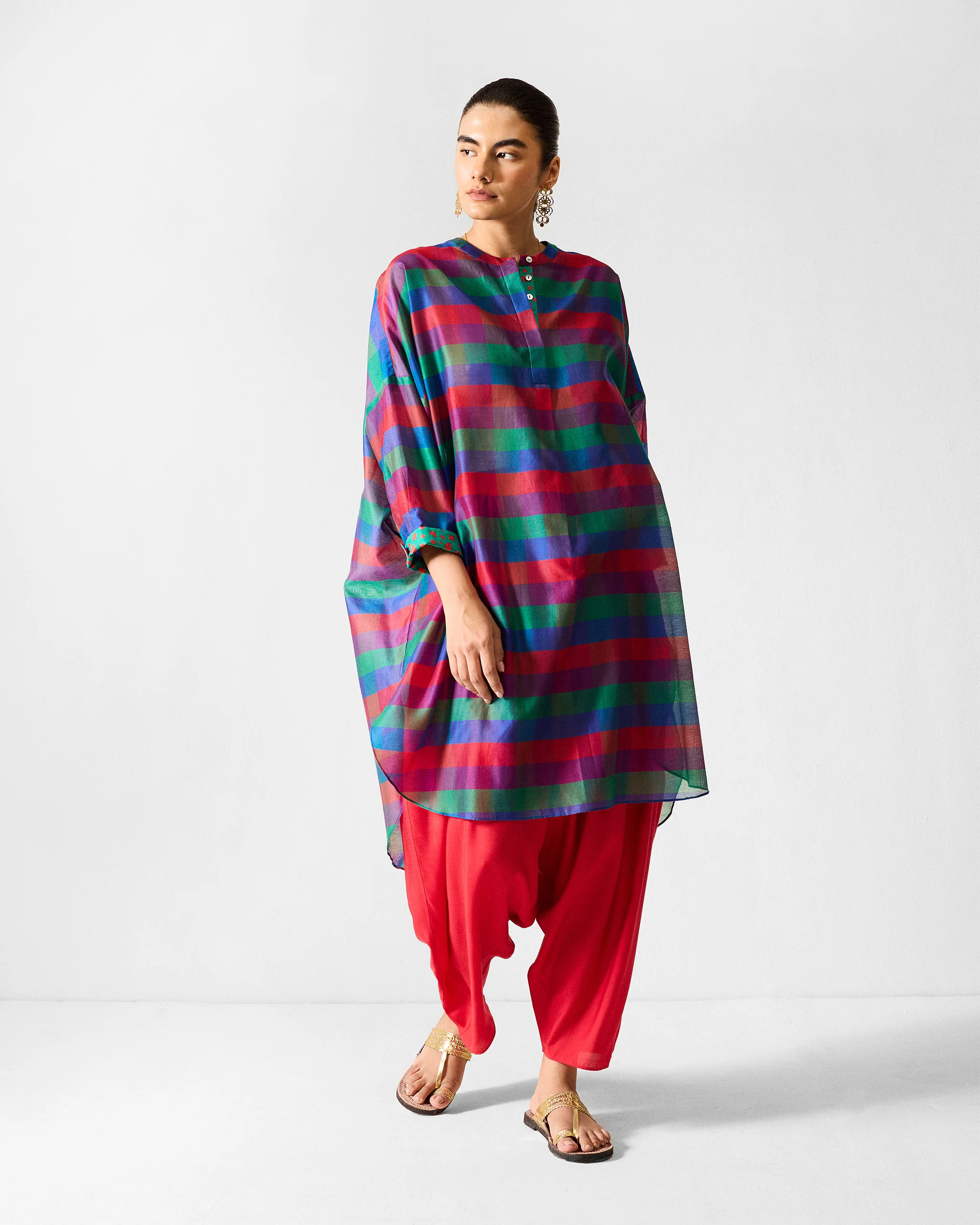 Lazy Sunday Tunic - Multicolour Checks - Image 2