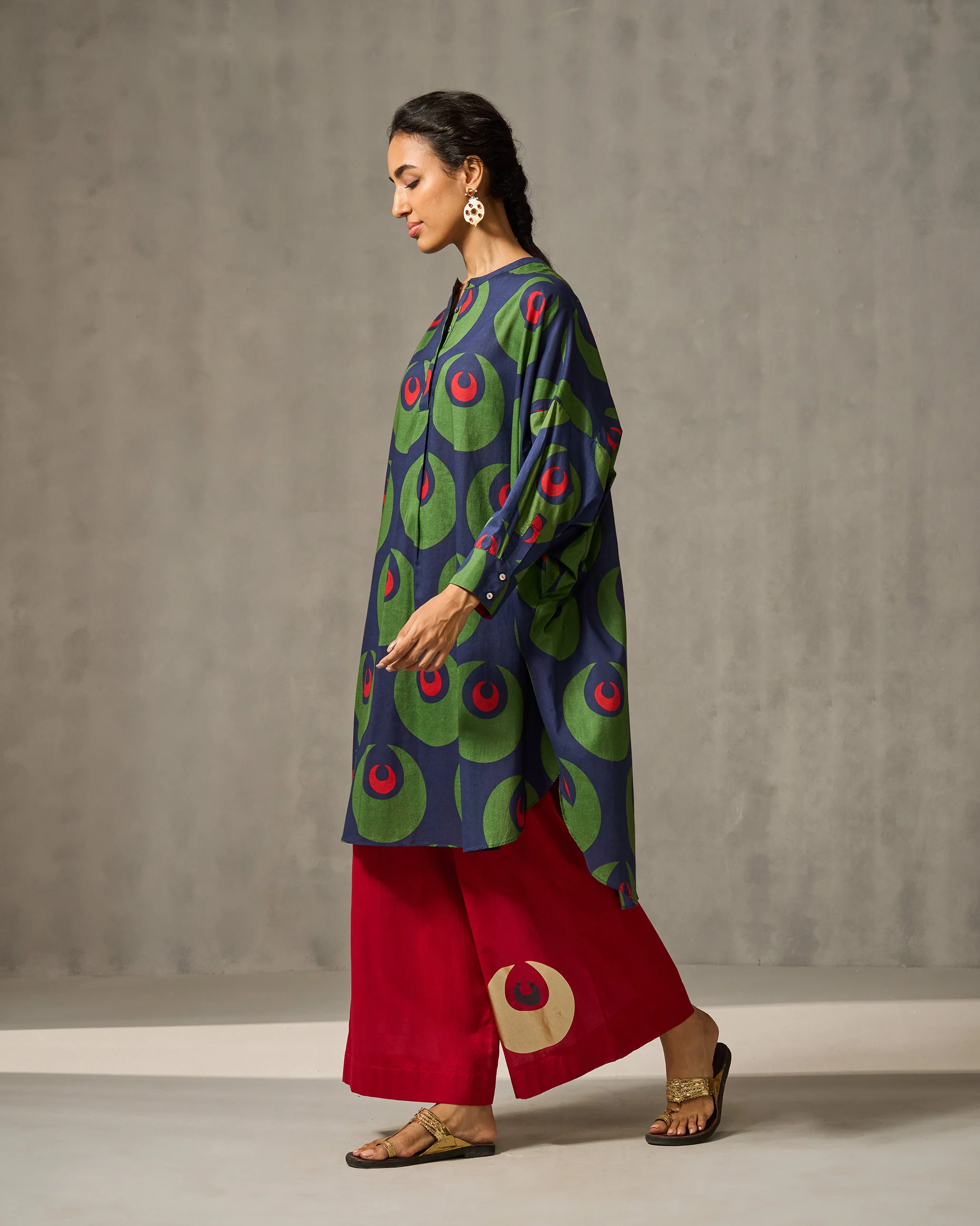 Lazy Sunday Tunic - Navy & Green Print - Image 3