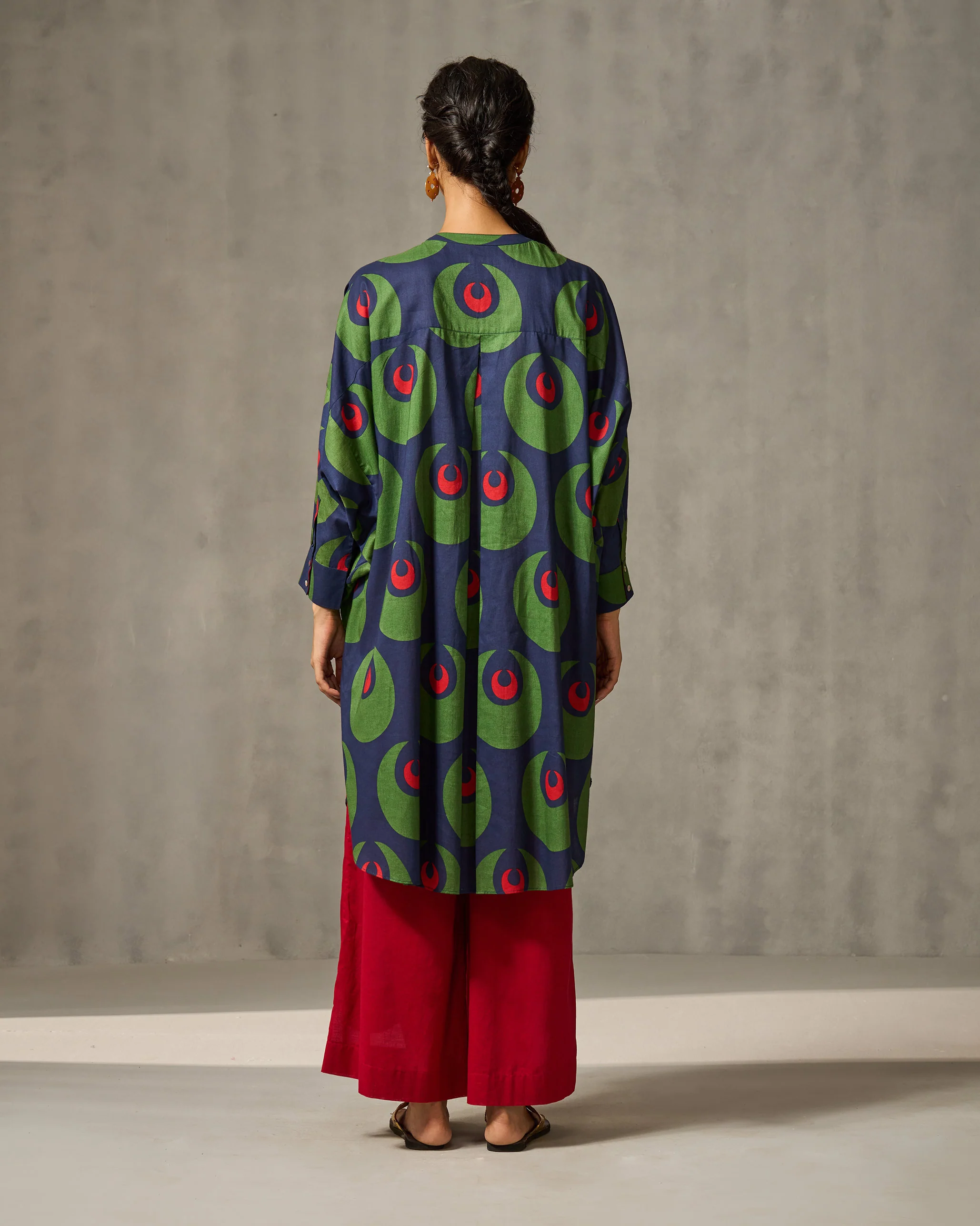 Lazy Sunday Tunic - Navy & Green Print - Image 4