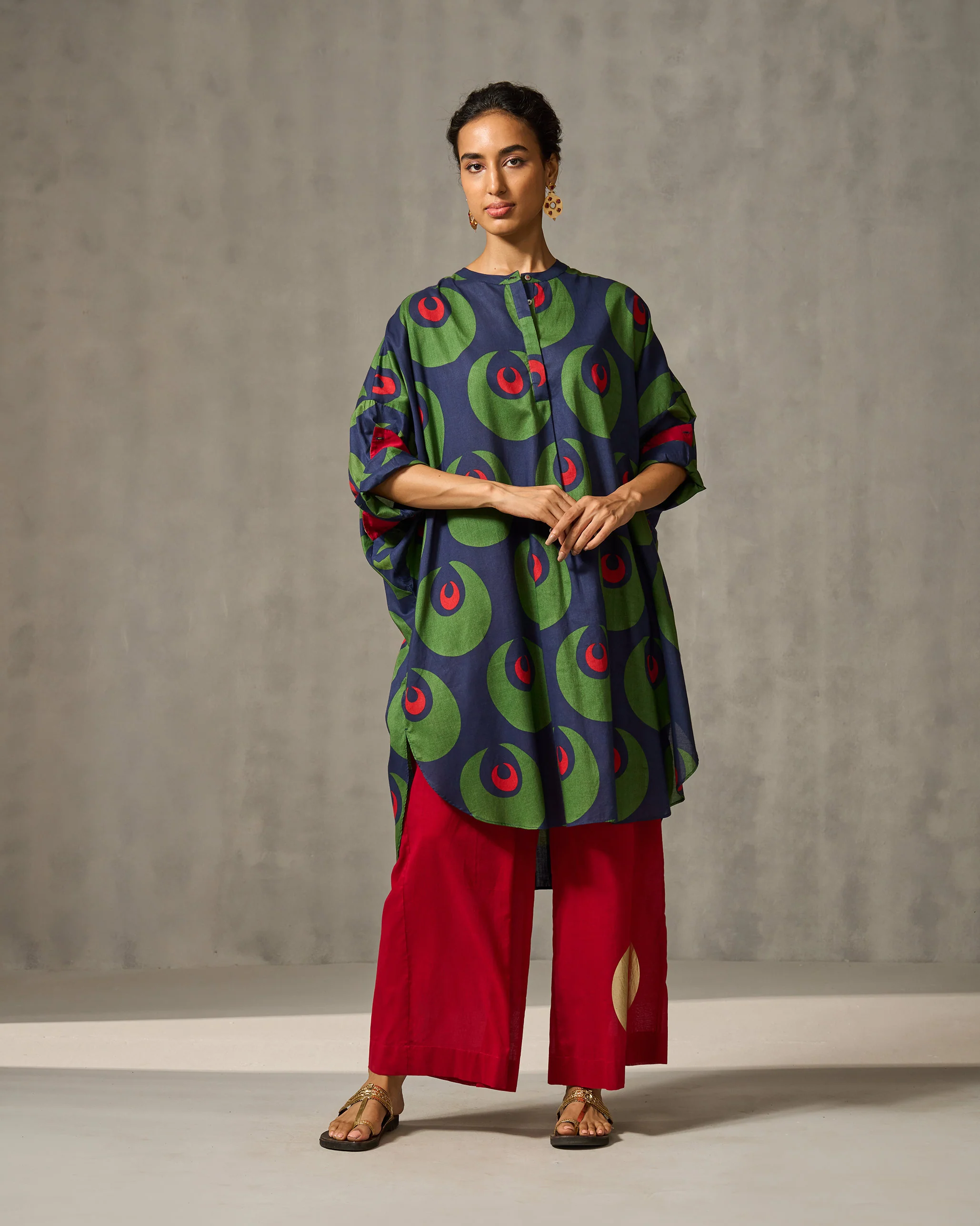 Lazy Sunday Tunic - Navy & Green Print - Image 5