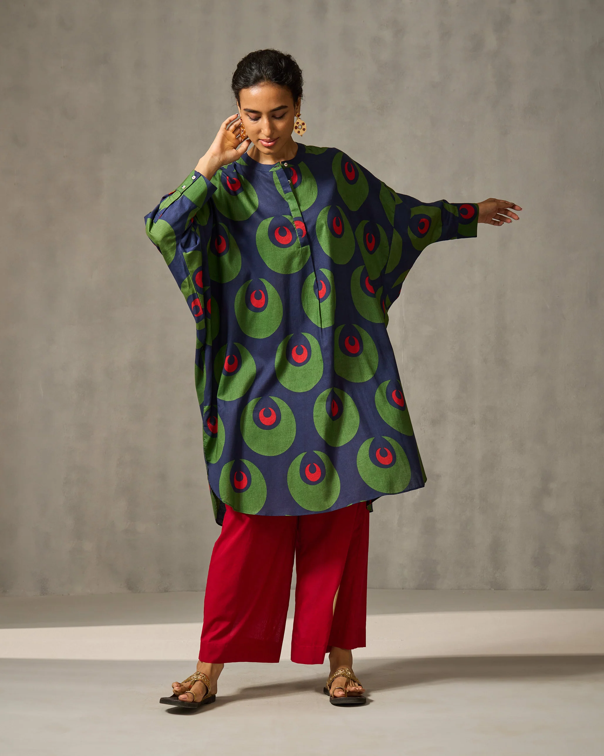Lazy Sunday Tunic - Navy & Green Print - Image 6