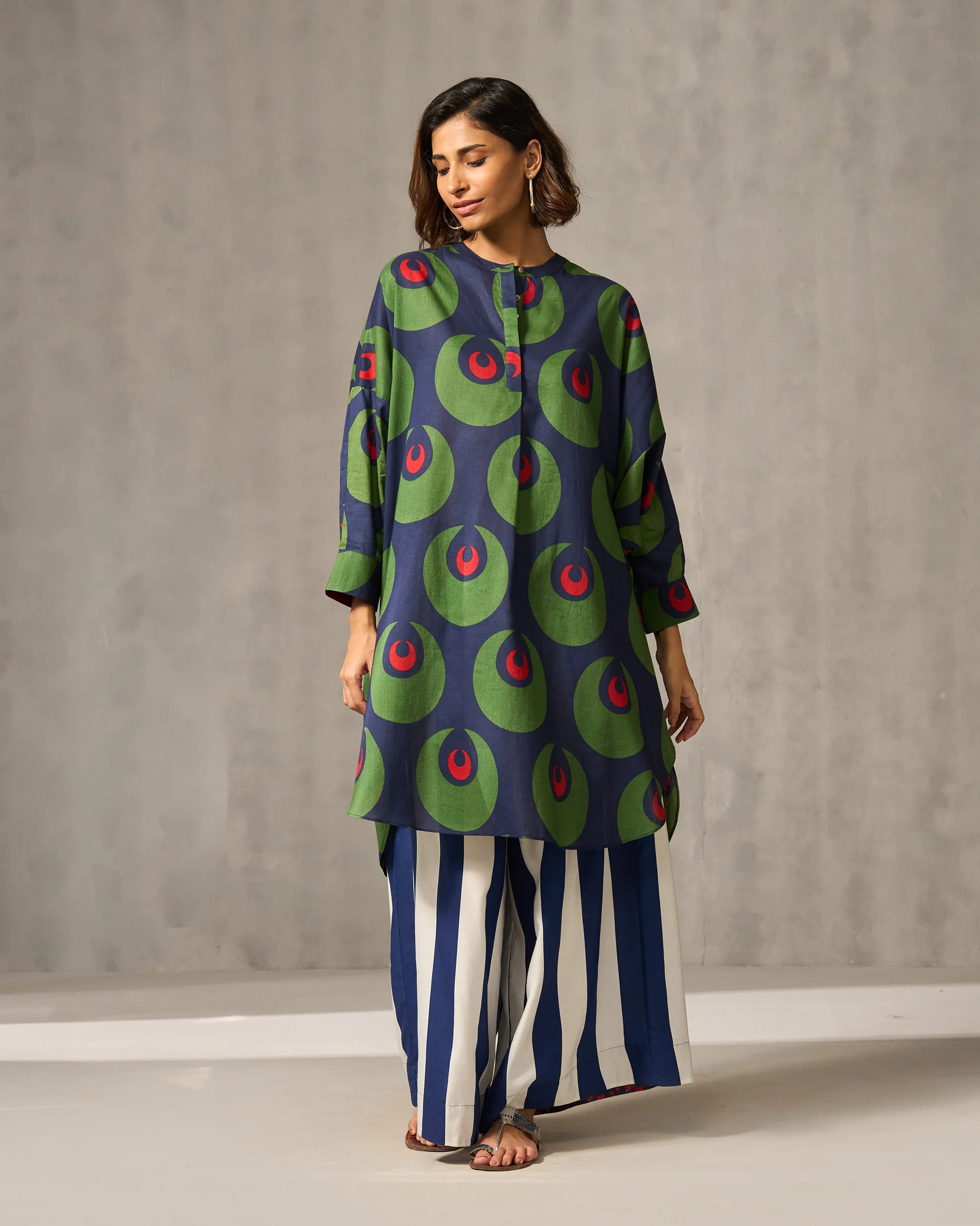 Lazy Sunday Tunic - Navy & Green Print - Image 7