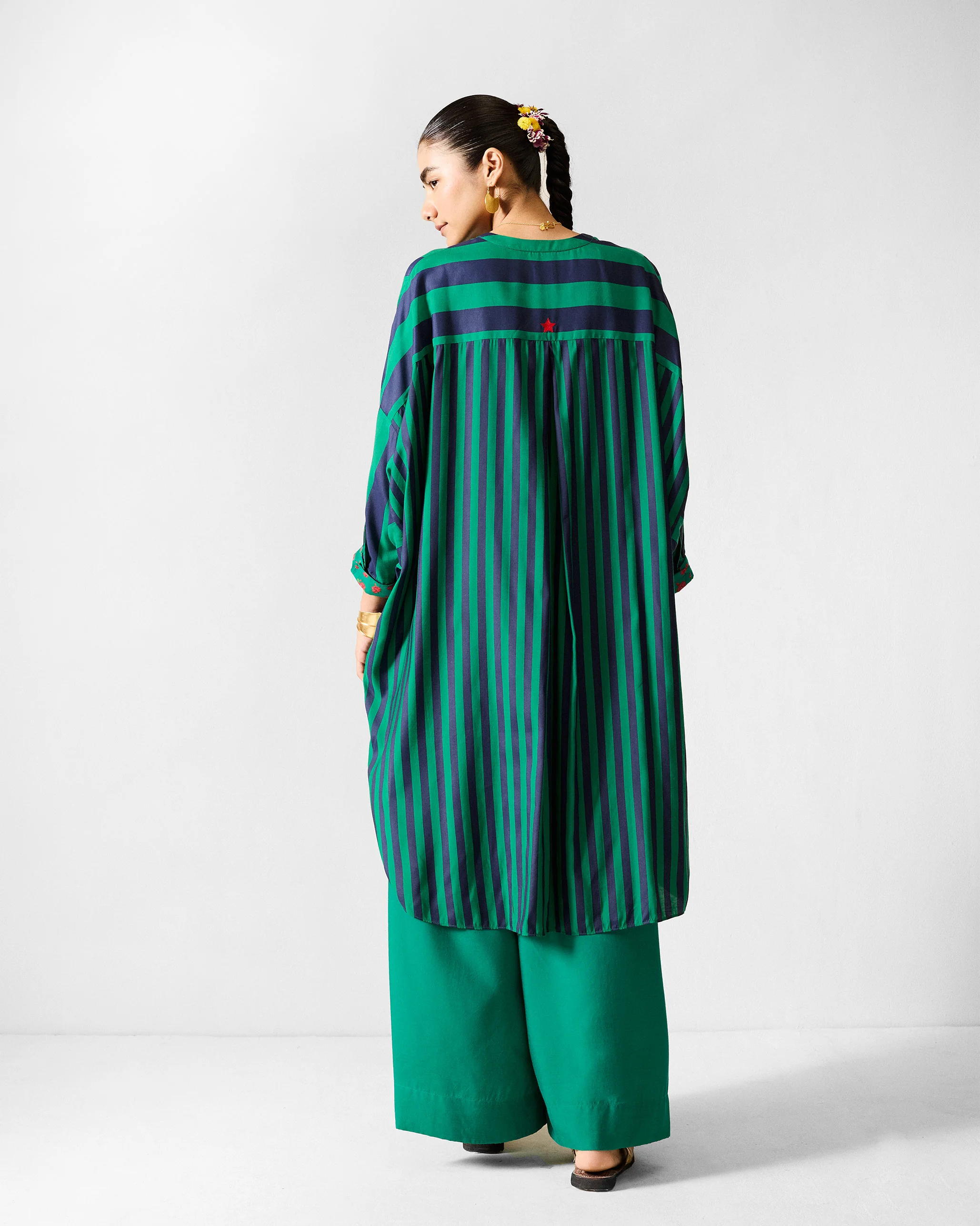 Lazy Sunday Tunic - Navy & Green Printed - Image 3