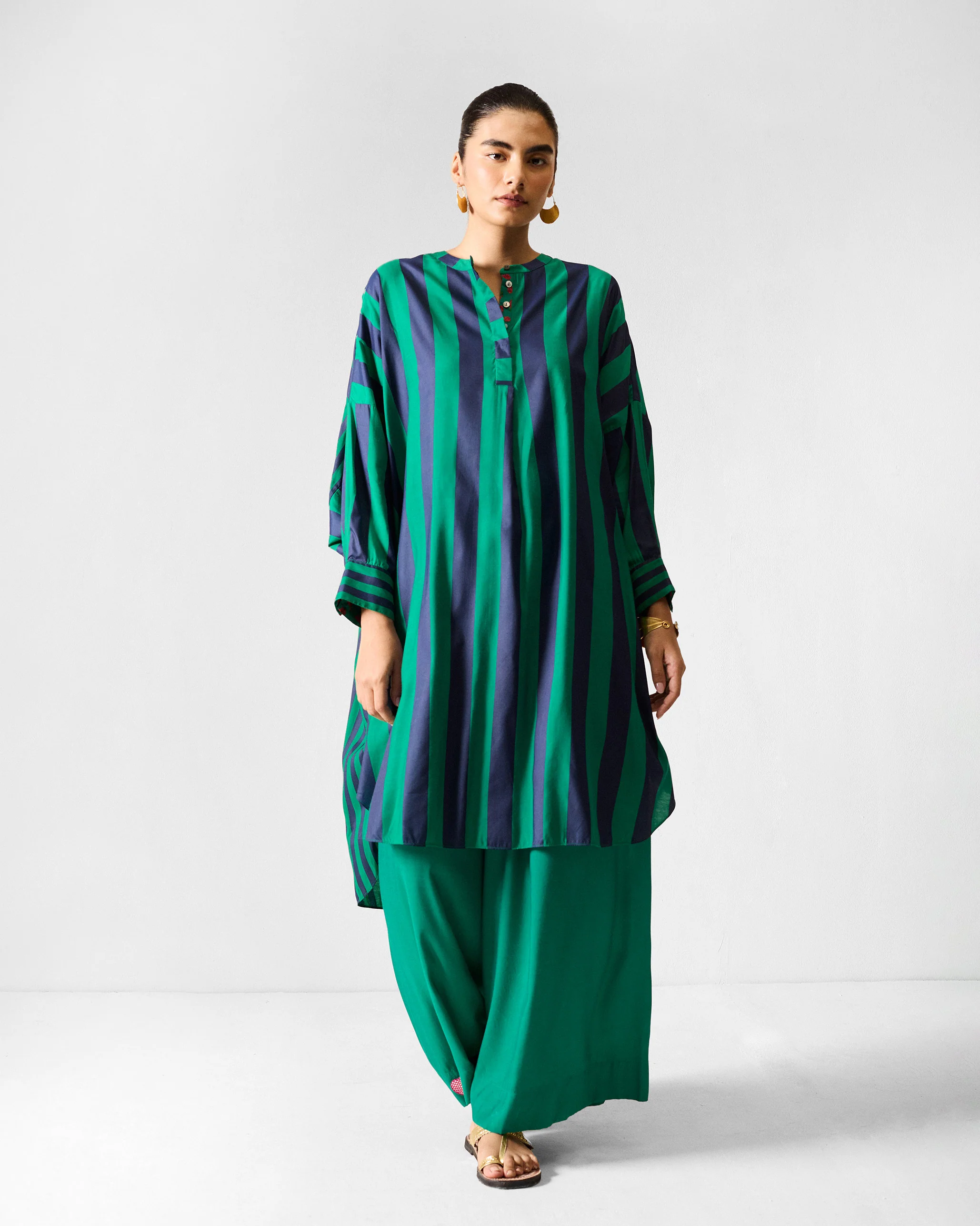 Lazy Sunday Tunic - Navy & Green Printed - Image 5