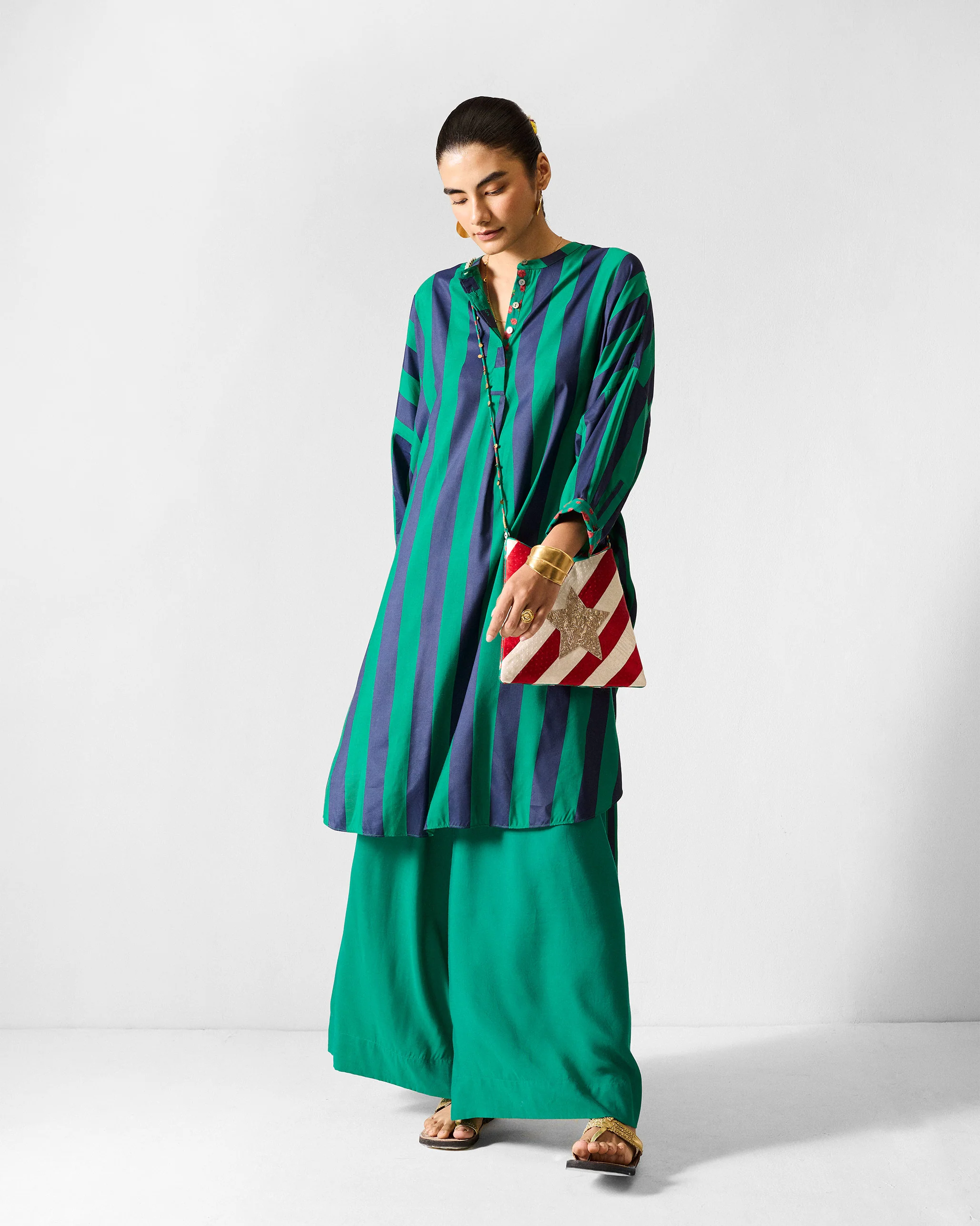 Lazy Sunday Tunic - Navy & Green Printed - Image 7