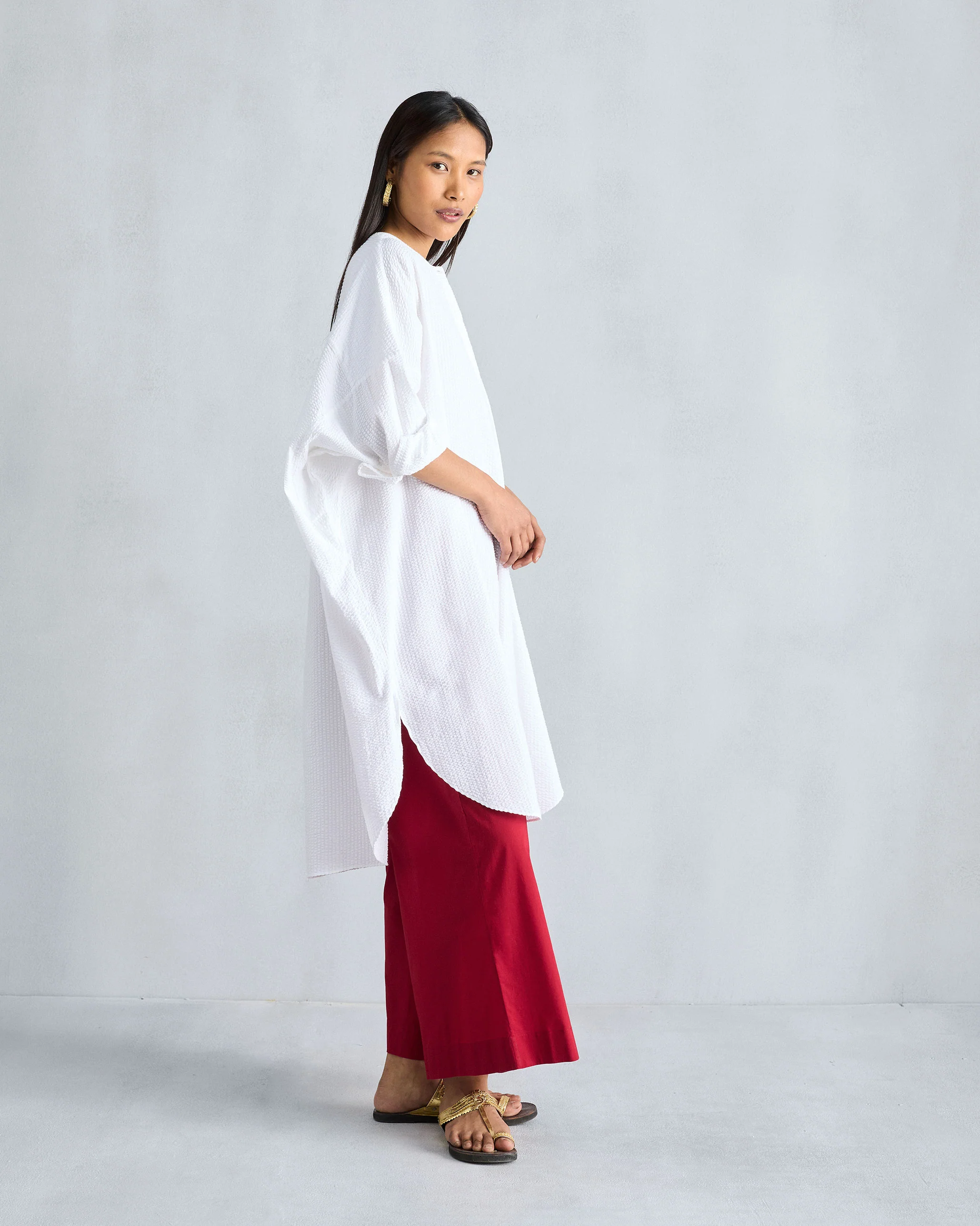 Lazy Sunday Tunic - White Seersucker - Image 3