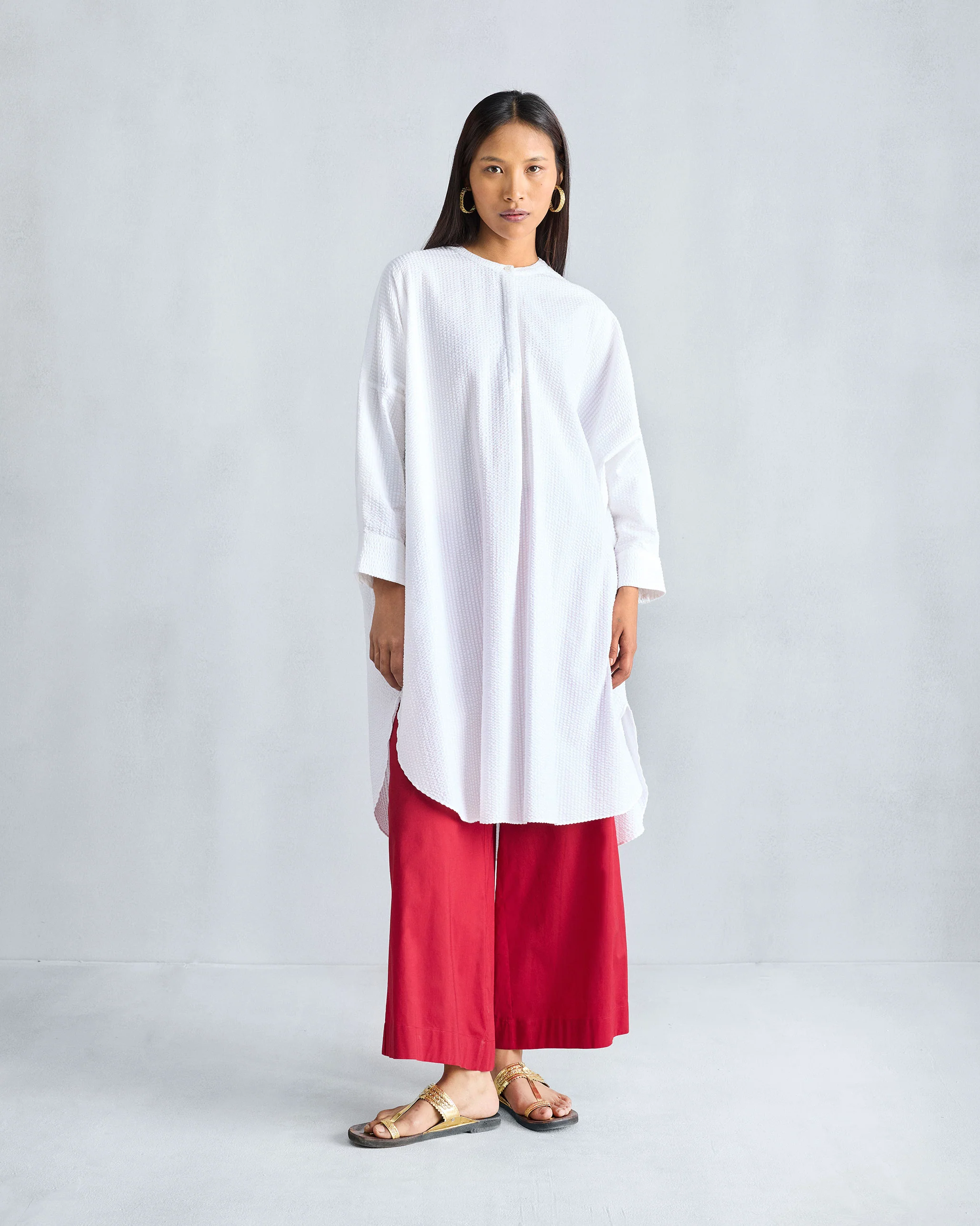 Lazy Sunday Tunic - White Seersucker - Image 6