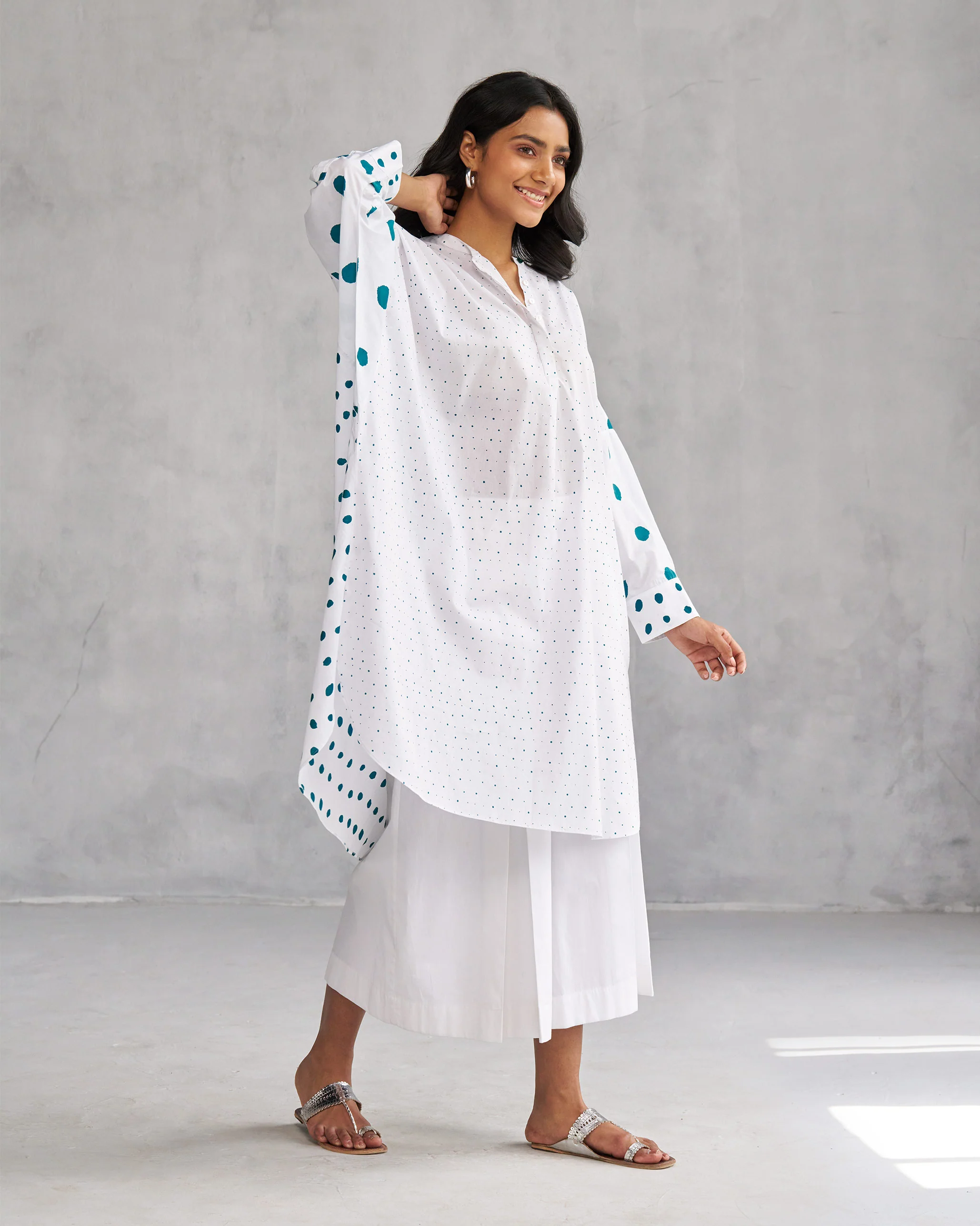 Lazy Sunday Tunic - White & Teal Tssxnb - Image 3
