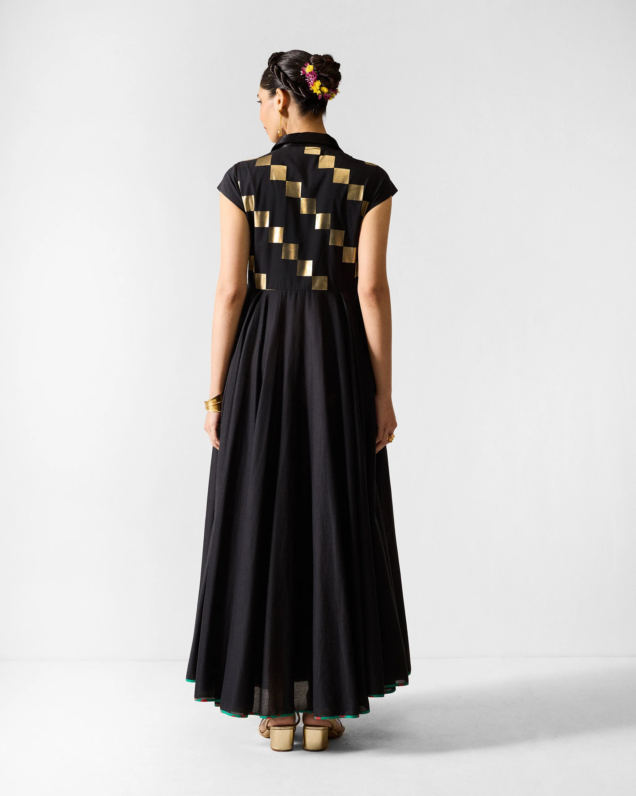 Leh Dress - Black & Gold Printed - Image 2