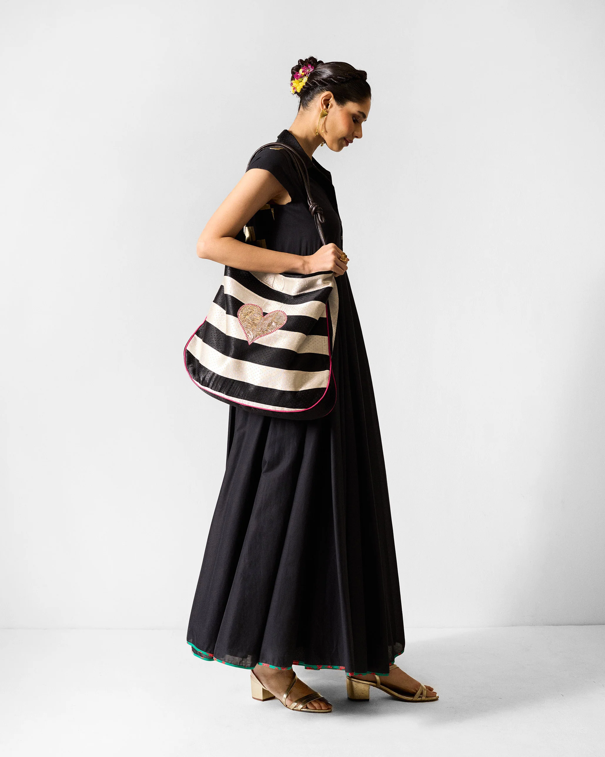 Leh Dress - Black & Gold Printed - Image 5