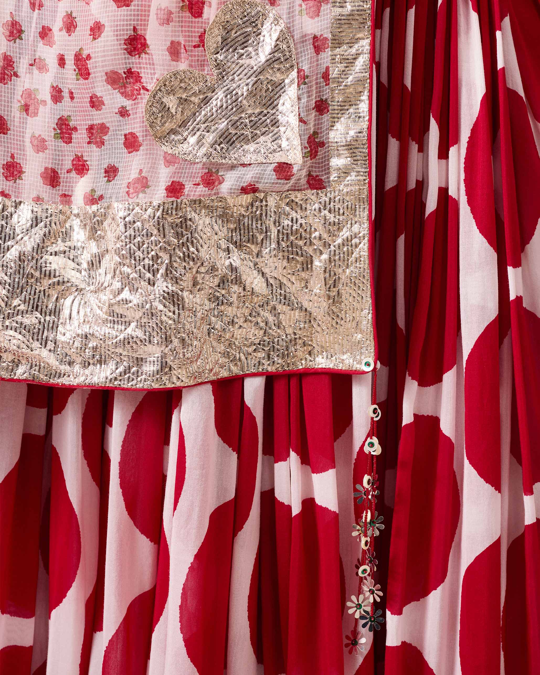 Lehar Dupatta - Red & Ivory Printed - Image 2