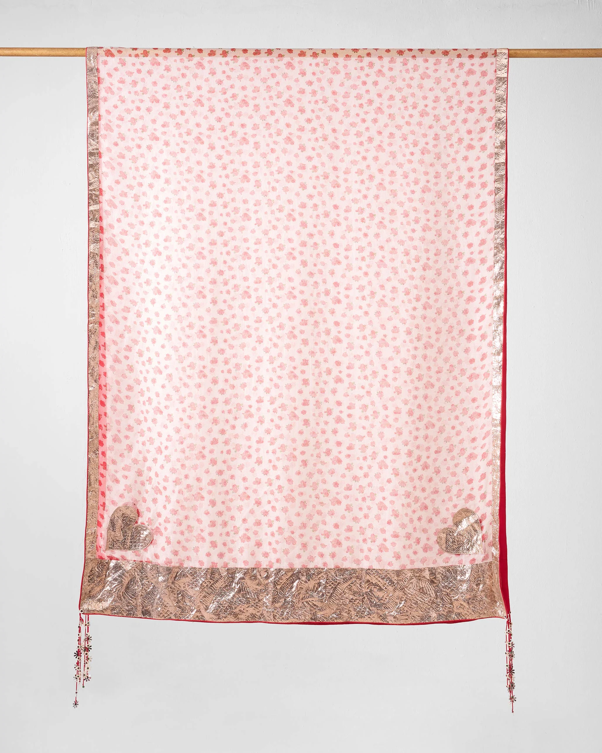 Lehar Dupatta - Red & Ivory Printed - Image 4