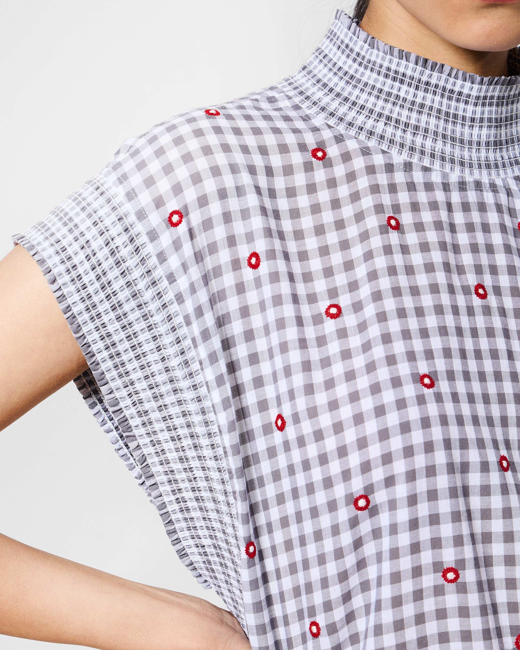 Lehar Top - Grey & White Embroidered - Image 4