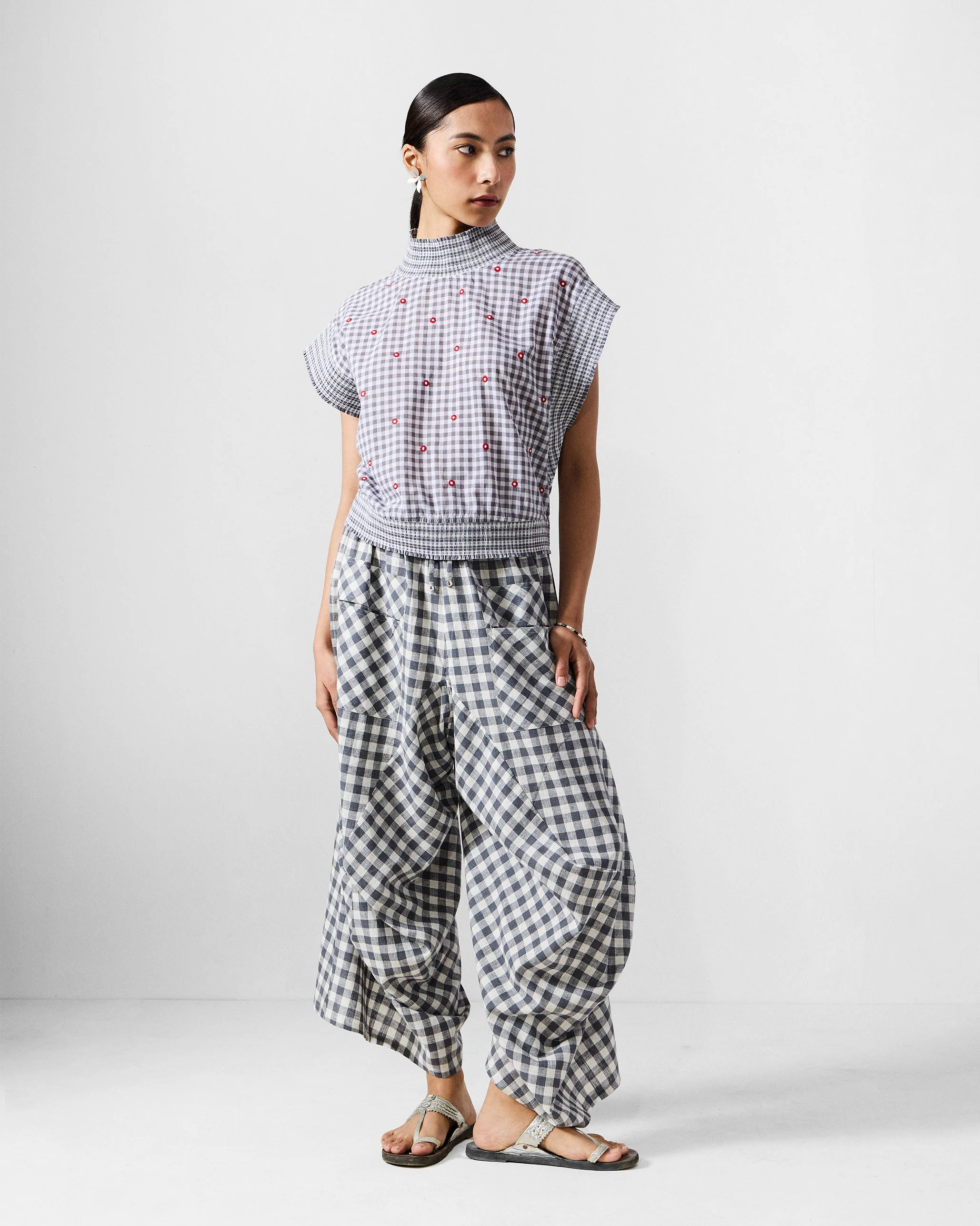 Lehar Top - Grey & White Embroidered - Image 5