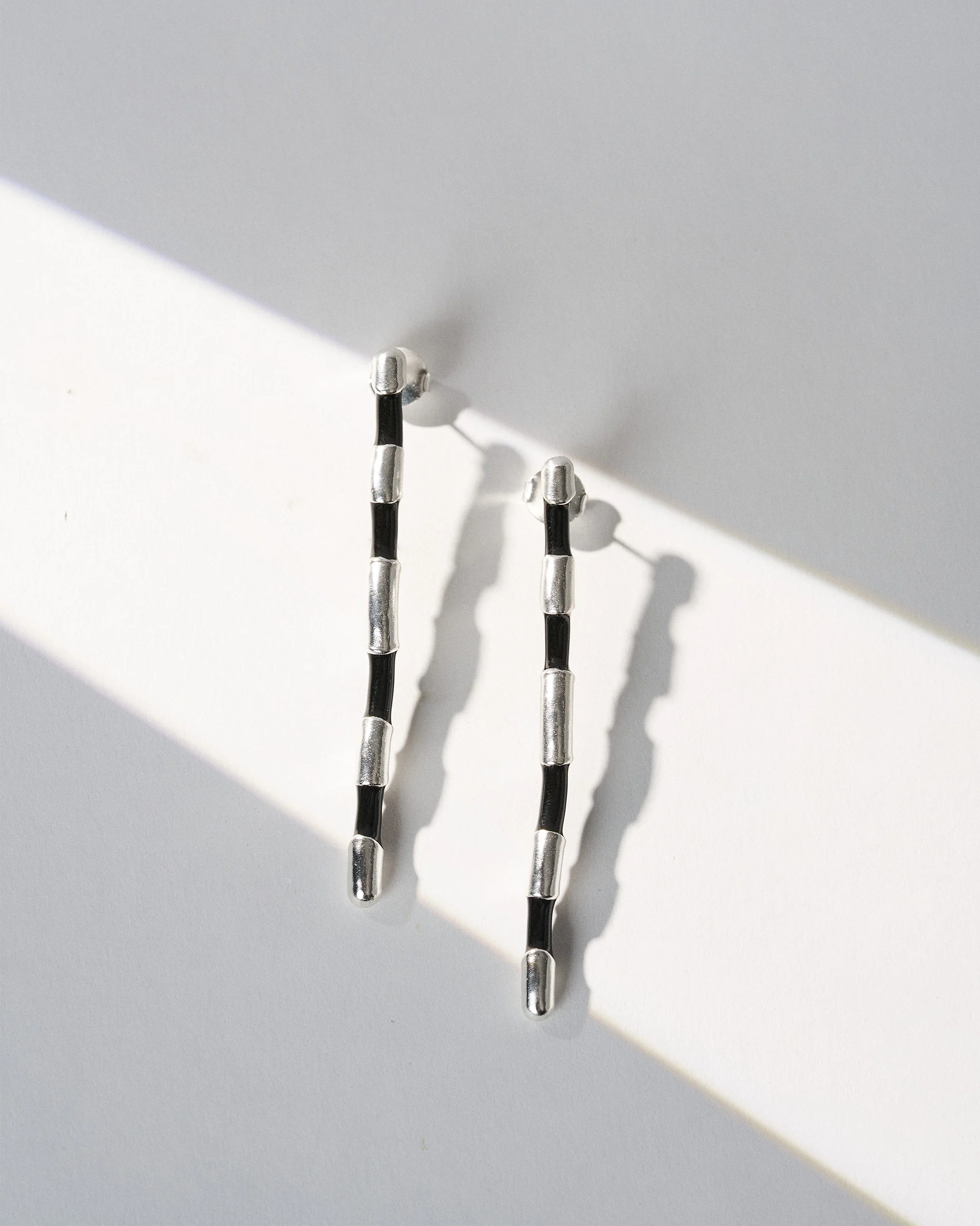 Lemur Earrings - Silver & Black - Image 2