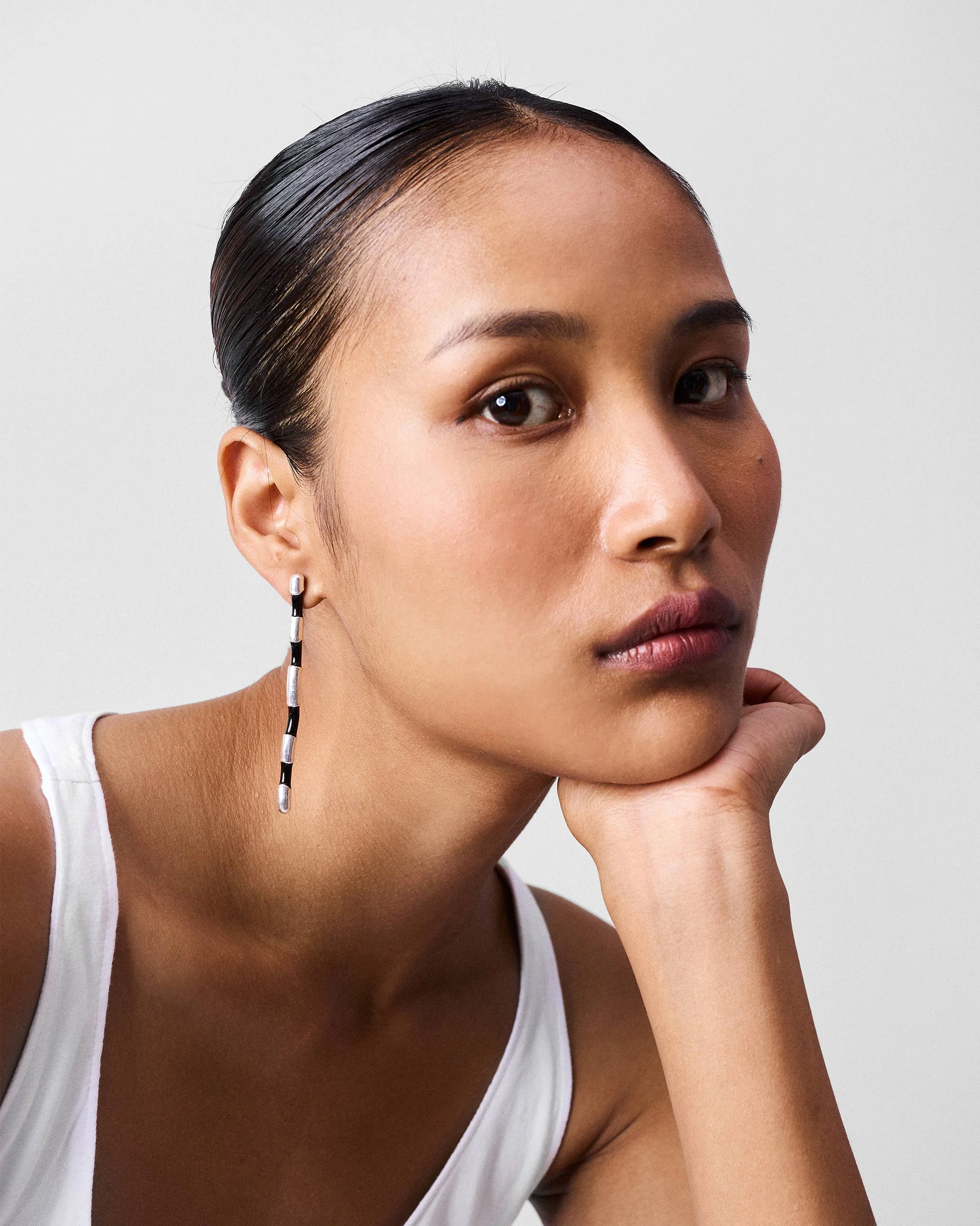 Lemur Earrings - Silver & Black - Image 4