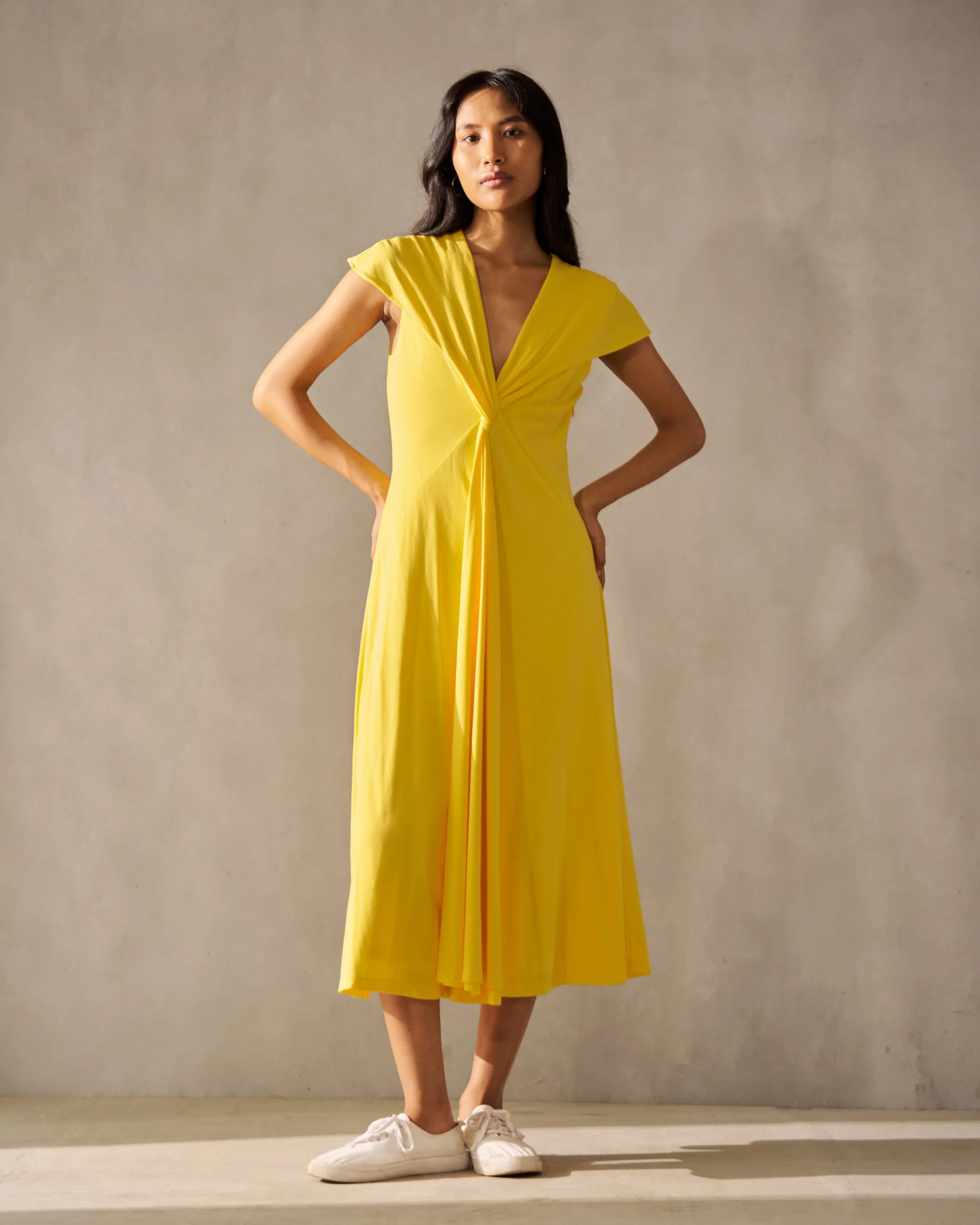 Lillian Front Gathered Dress - Yellow - Image 4