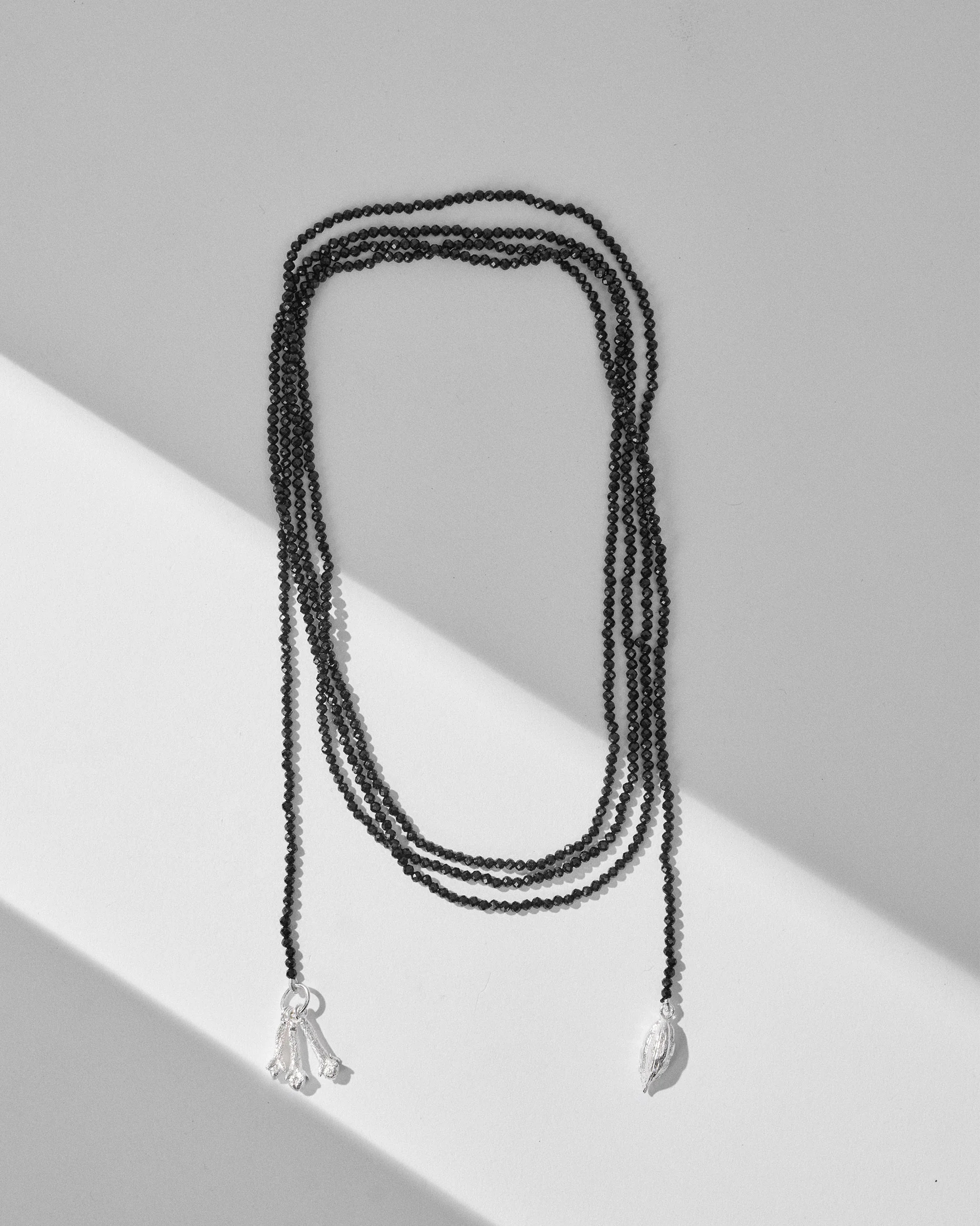 Long Black Necklace - Silver & Black - Image 3