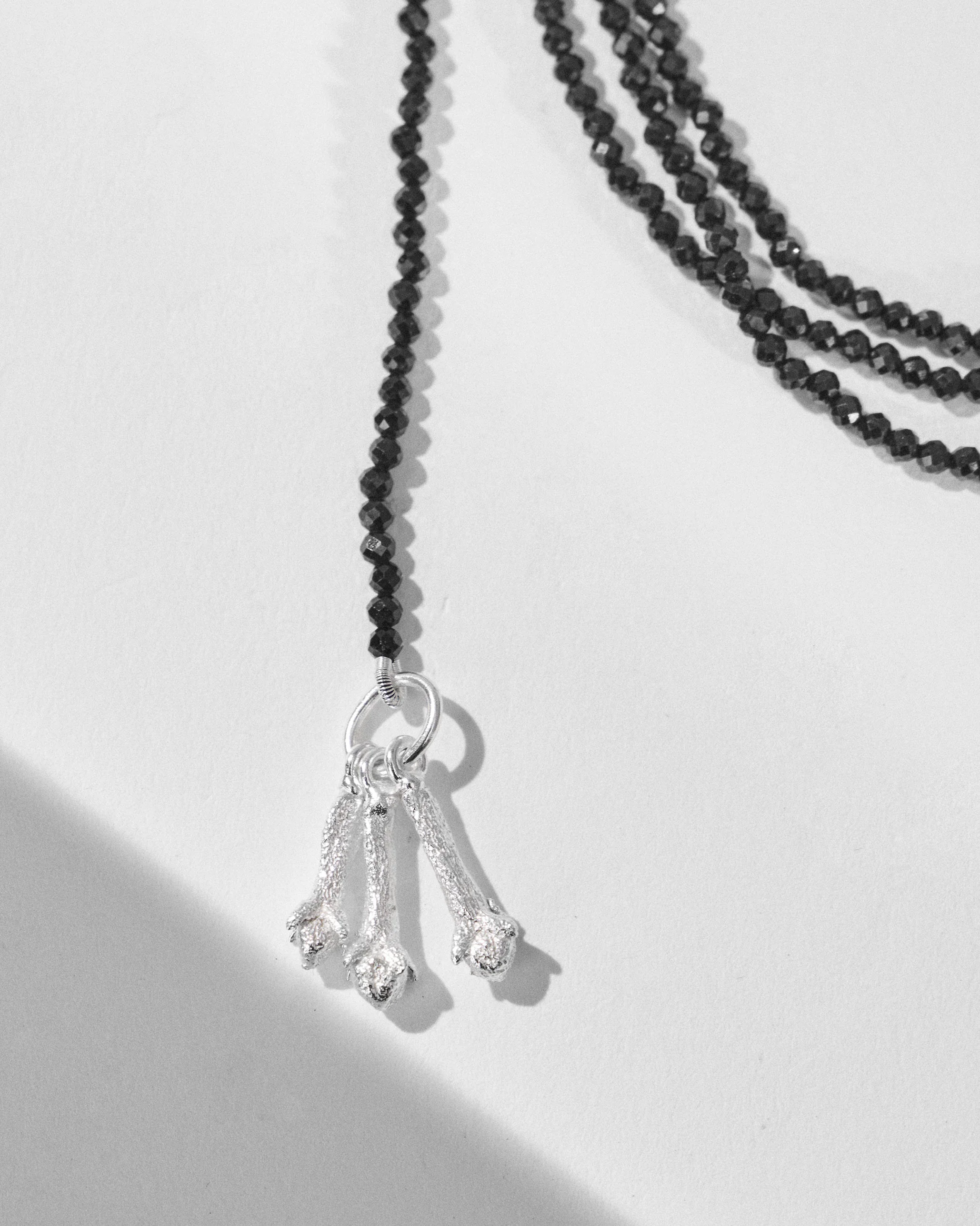 Long Black Necklace - Silver & Black - Image 4
