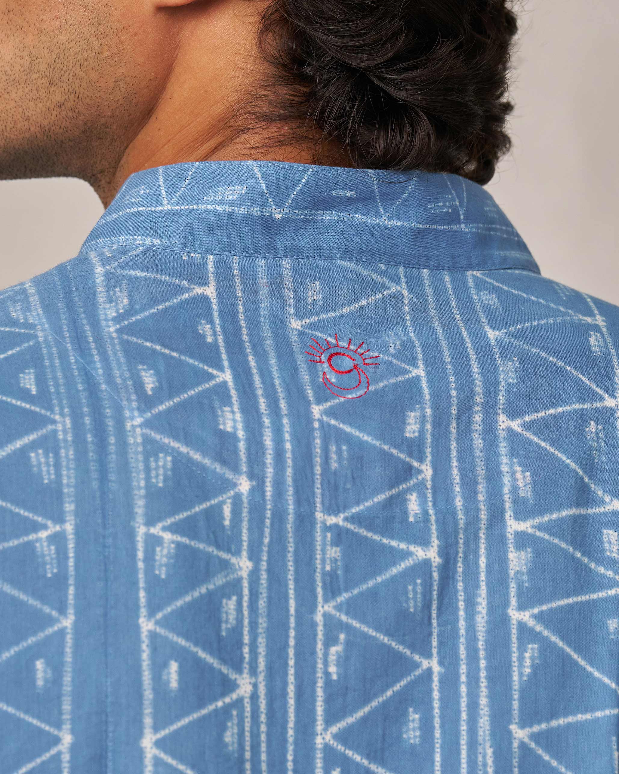 Long Pleated Kurta - Blue - Image 3