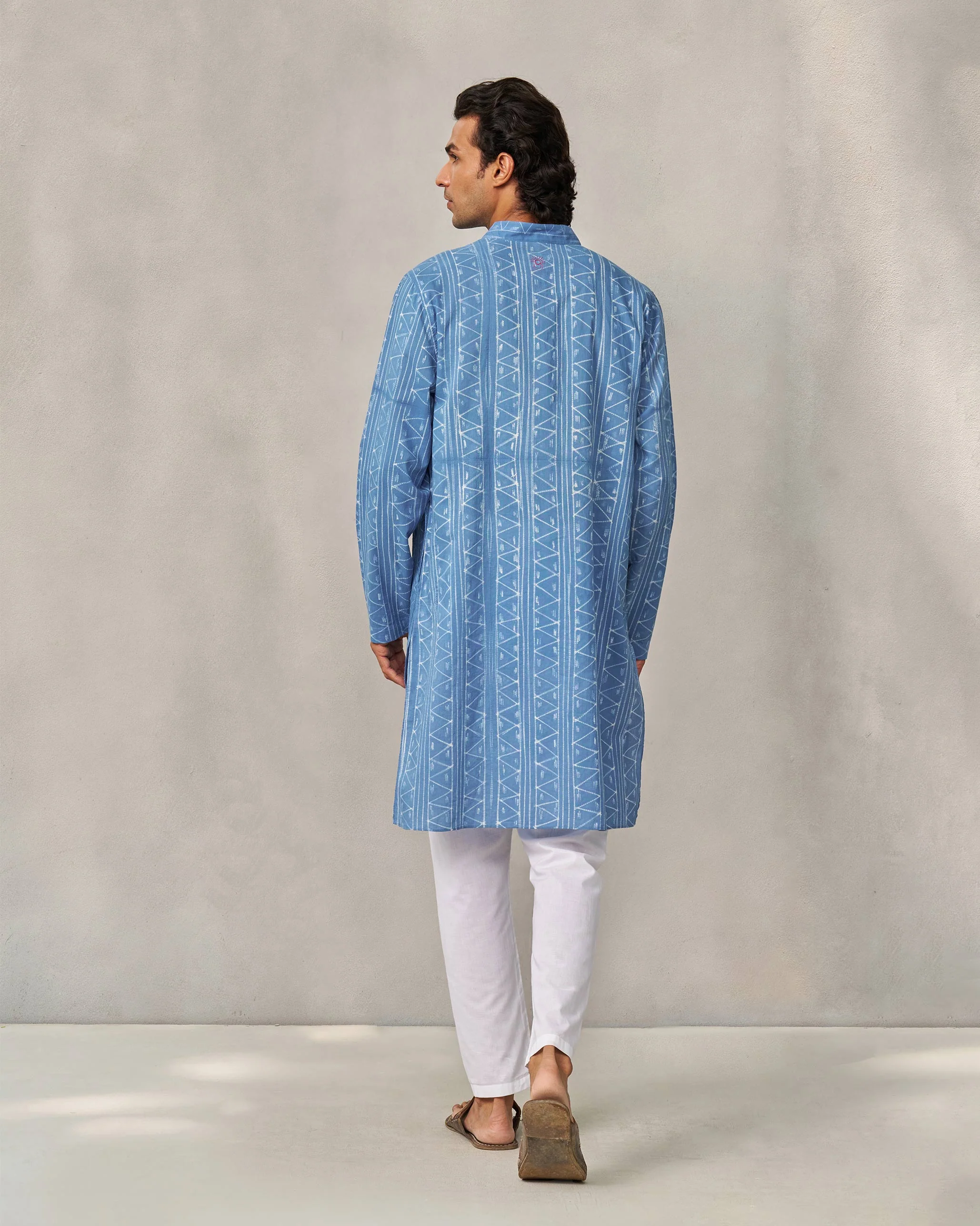 Long Pleated Kurta - Blue - Image 5