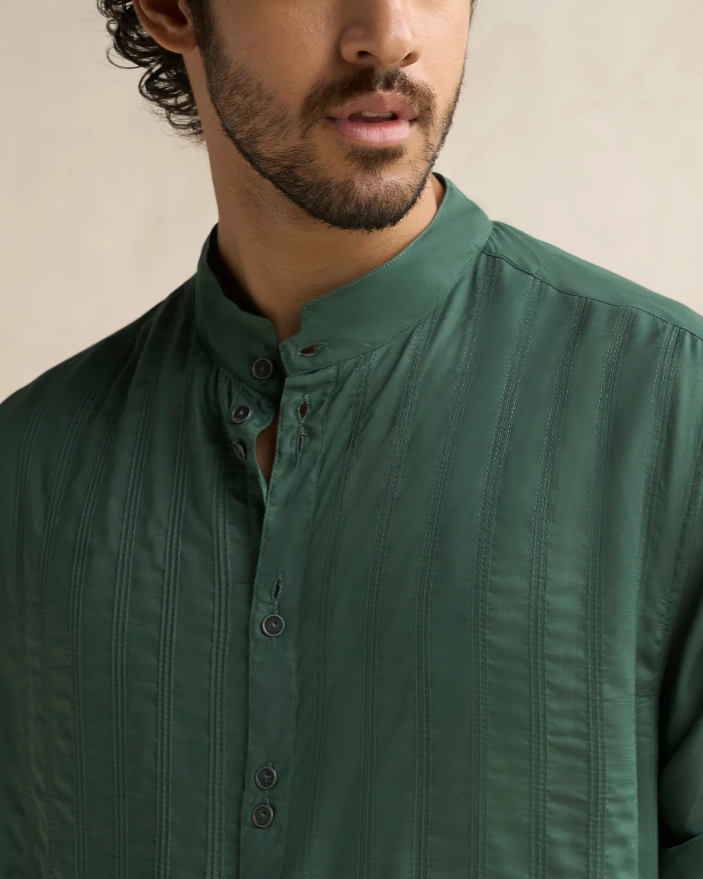 Long Pleated Kurta - Deep Green - Image 2