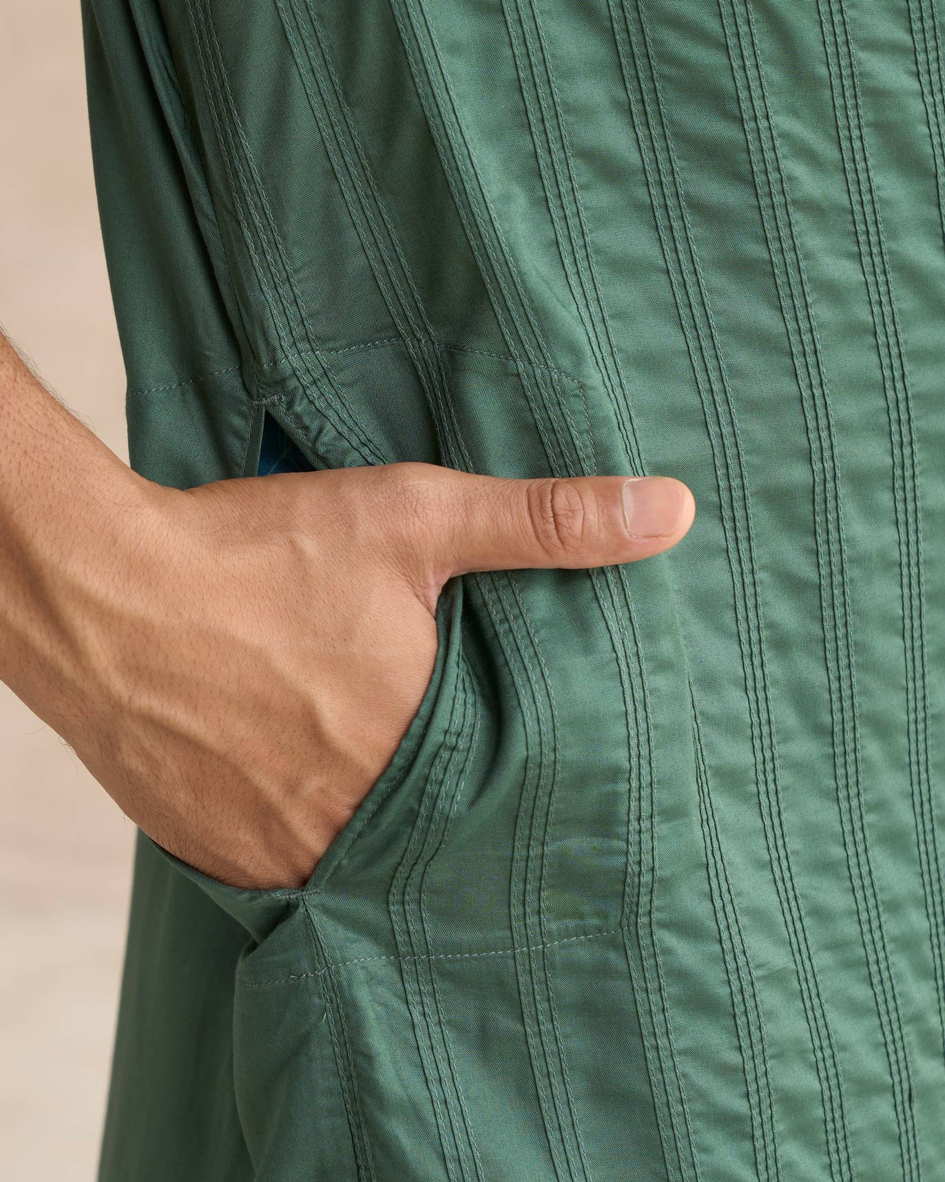 Long Pleated Kurta - Deep Green - Image 4