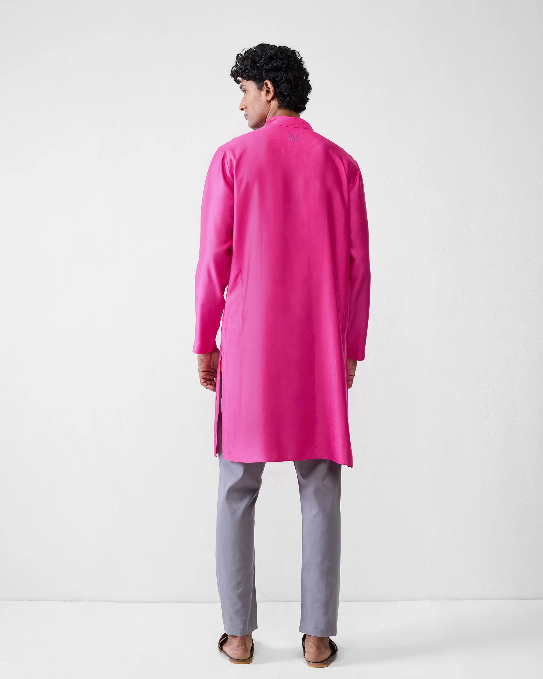 Long Pleated Kurta - Fuchsia - Image 3