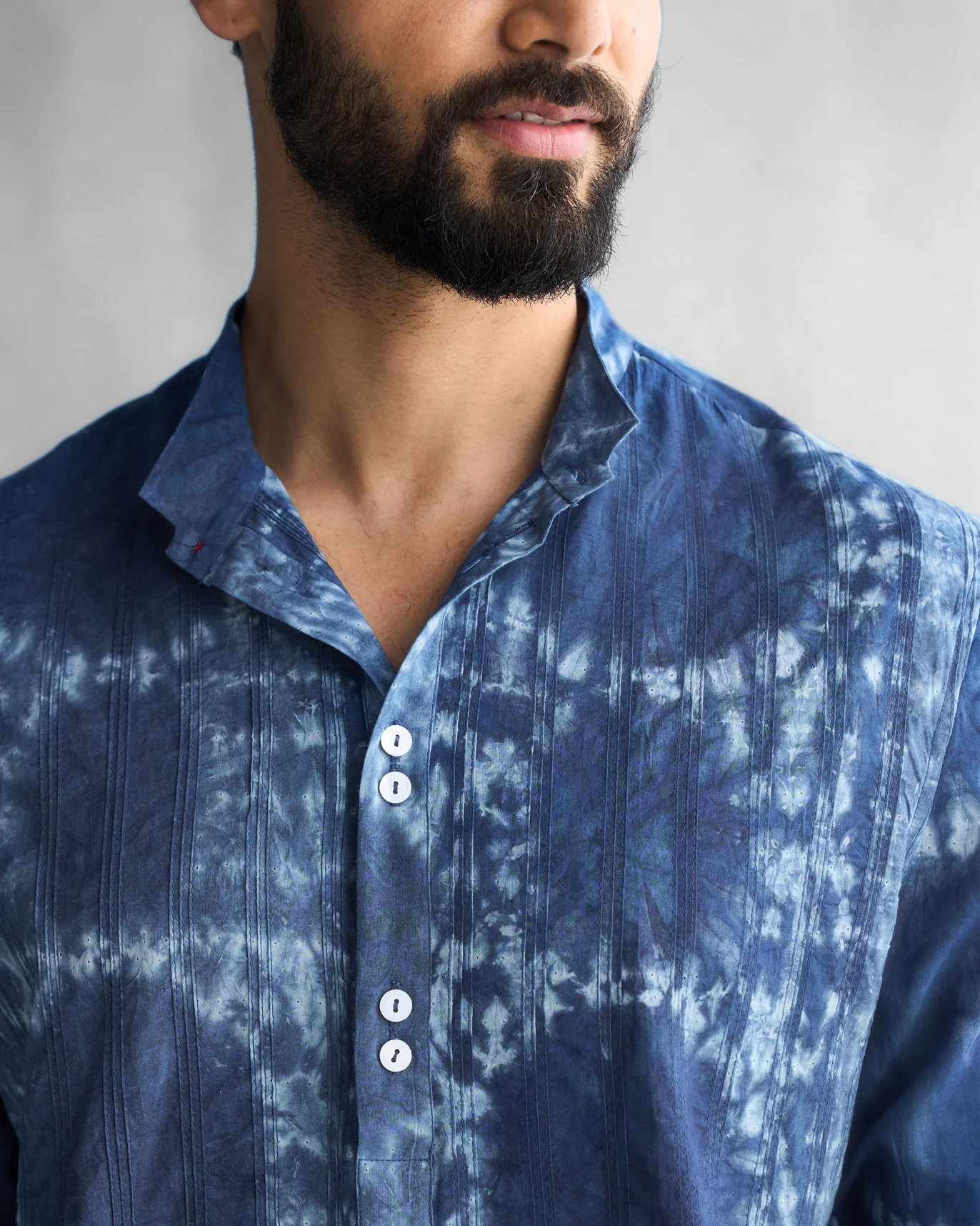 Long Pleated Kurta - Indigo - Image 2