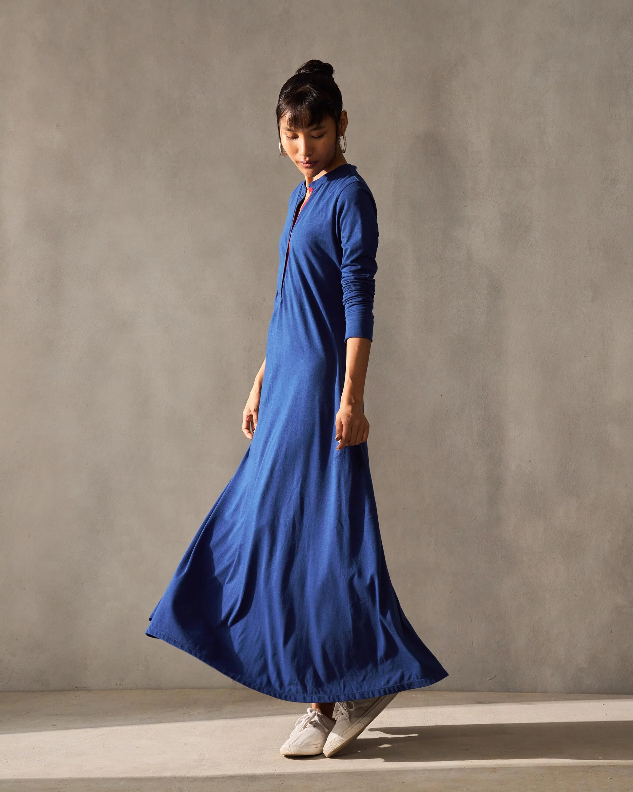 Longline Jersey Dress - Navy - Image 4