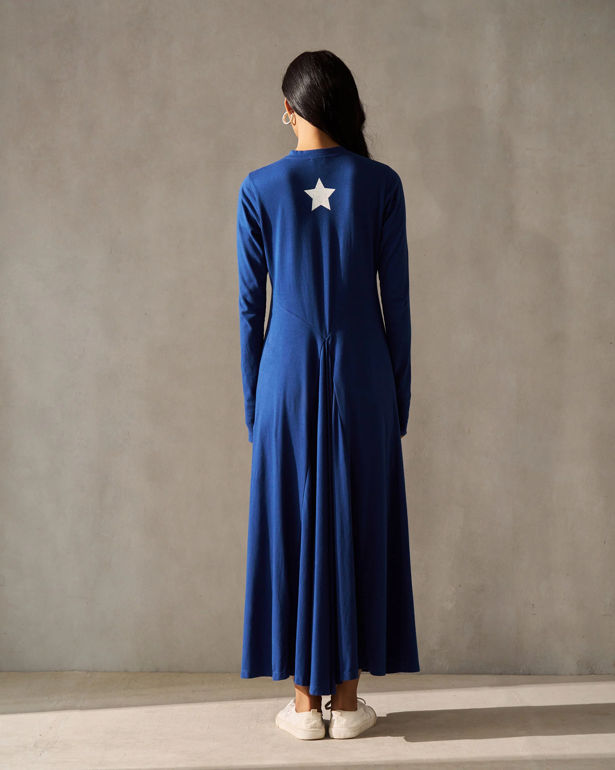 Longline Jersey Dress - Navy - Image 5