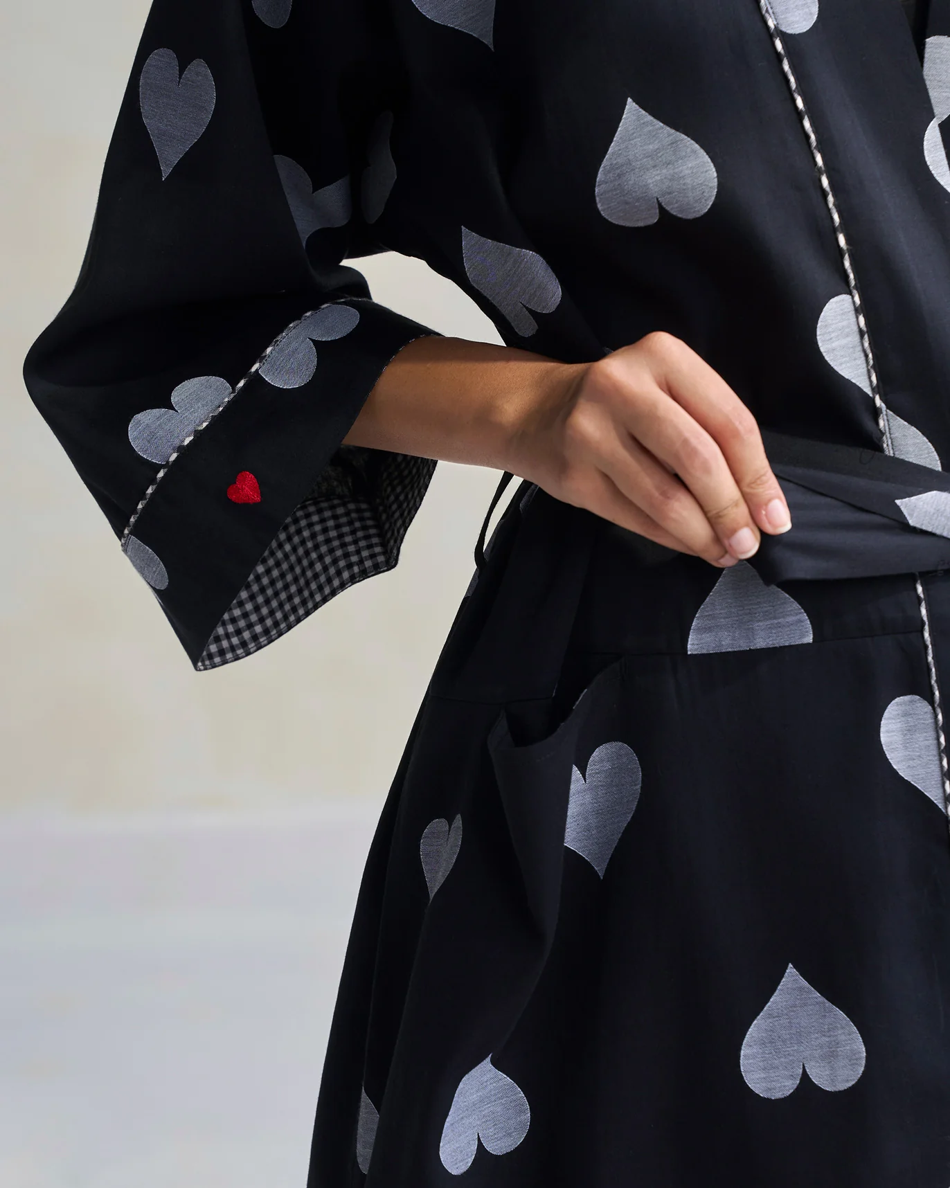 Longline Kimono - Black & Grey - Image 2