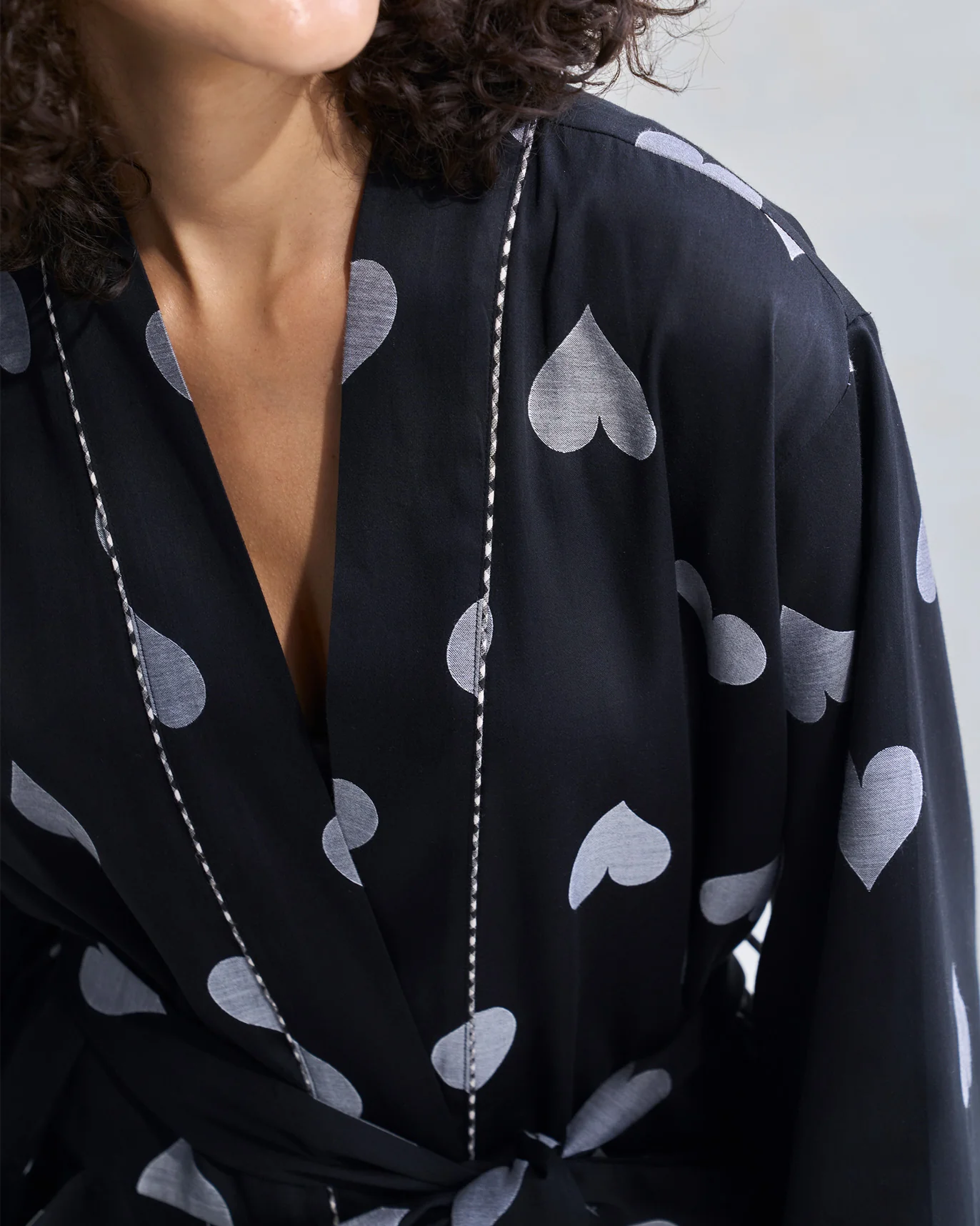 Longline Kimono - Black & Grey - Image 3