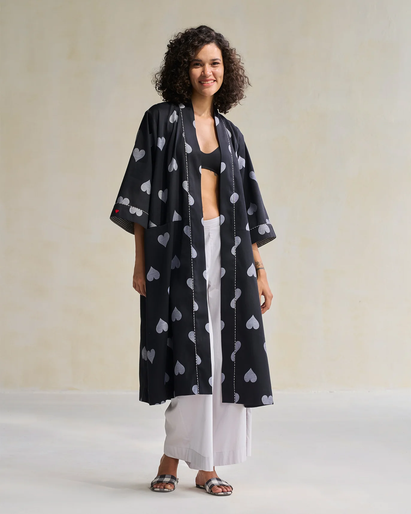 Longline Kimono - Black & Grey - Image 5