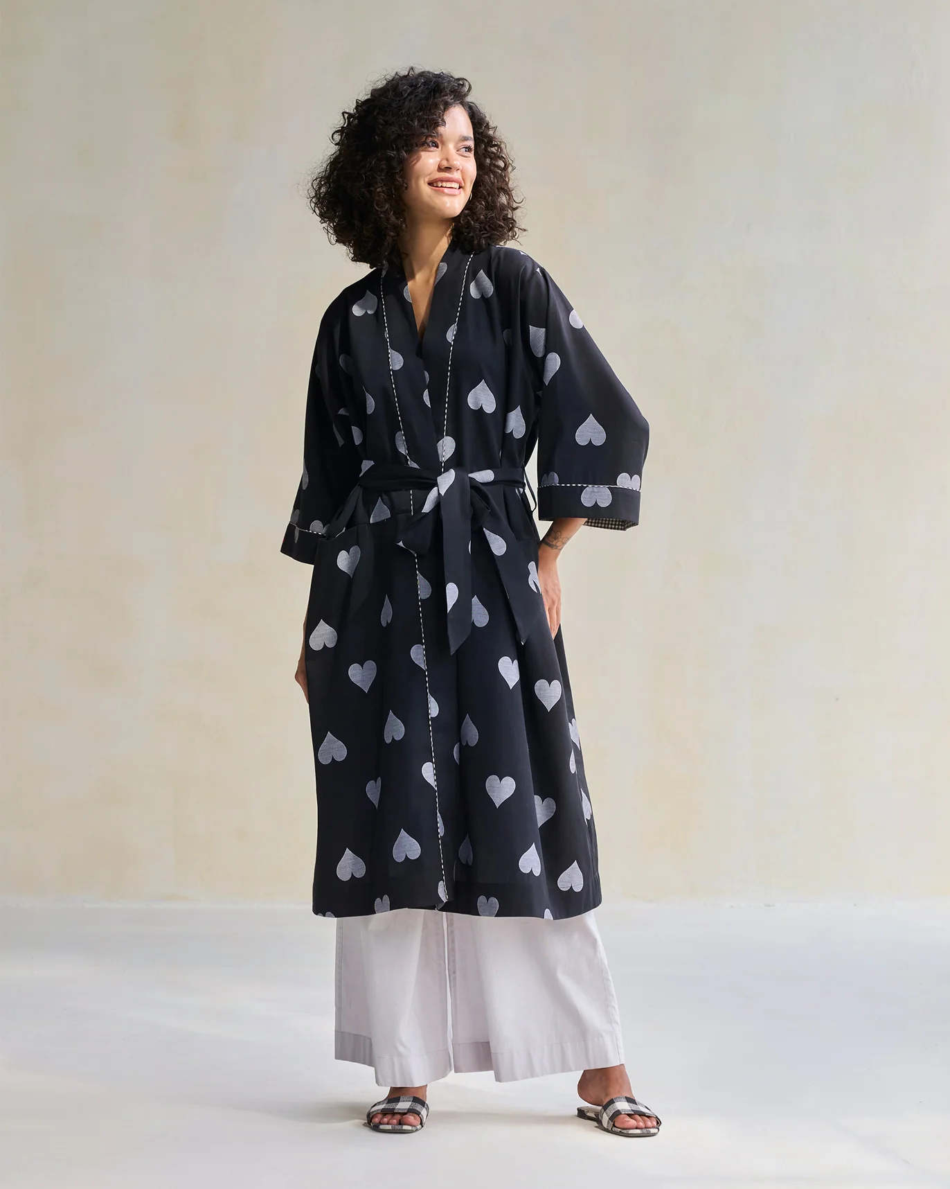 Longline Kimono - Black & Grey - Image 6