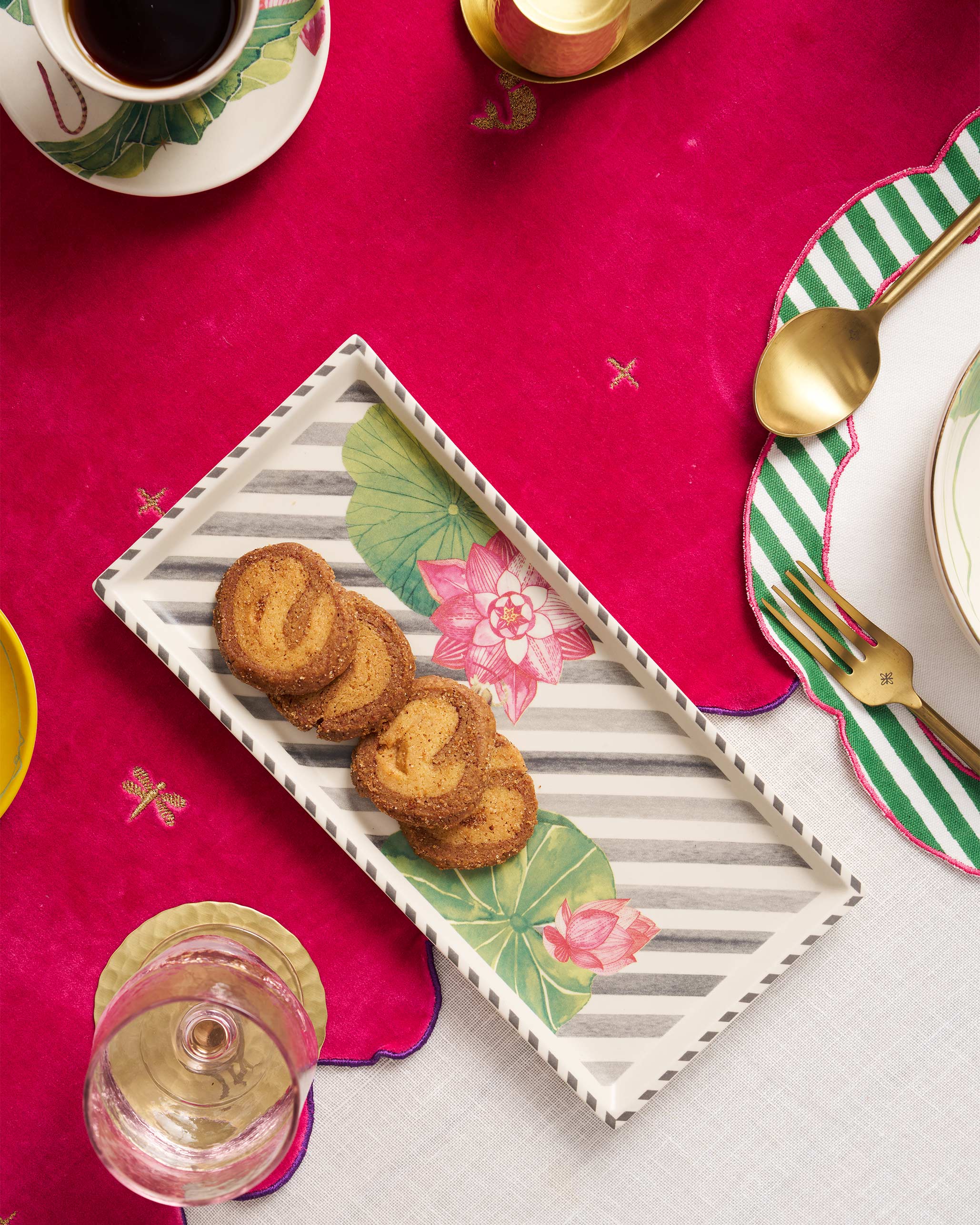 Lotus Garden Cookie Tray with Tong - Charcoal - Image 2