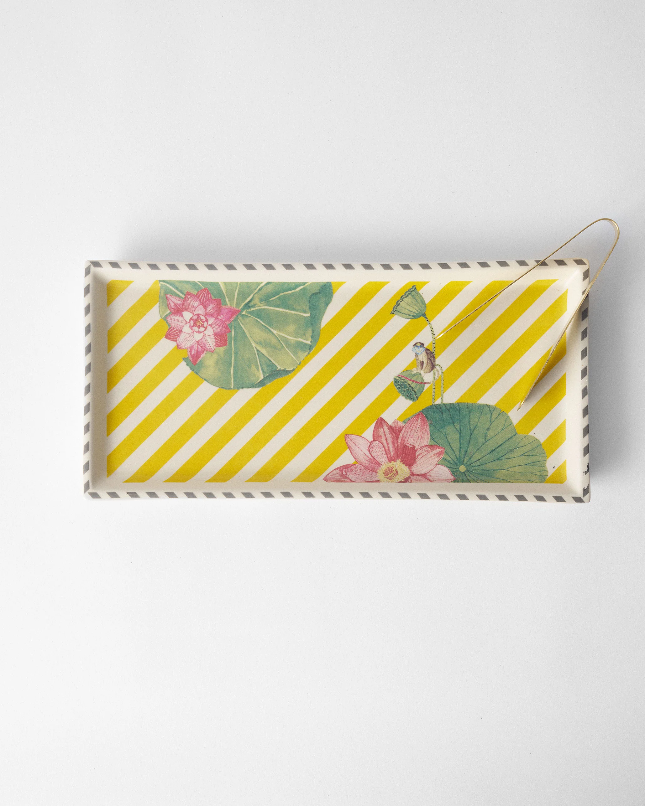 Lotus Garden Cookie Tray with Tong - Yellow - Image 4
