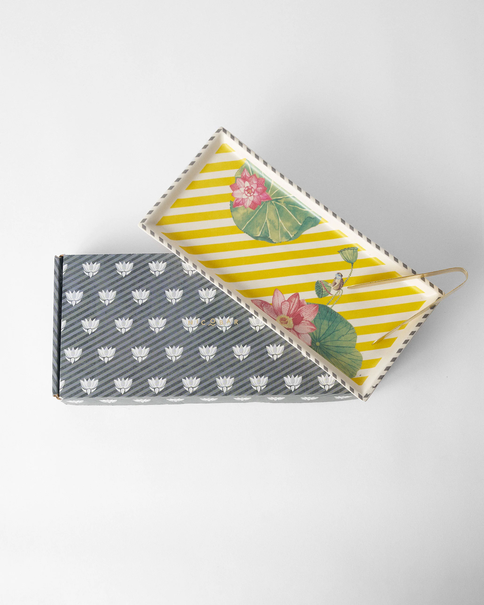 Lotus Garden Cookie Tray with Tong - Yellow - Image 5