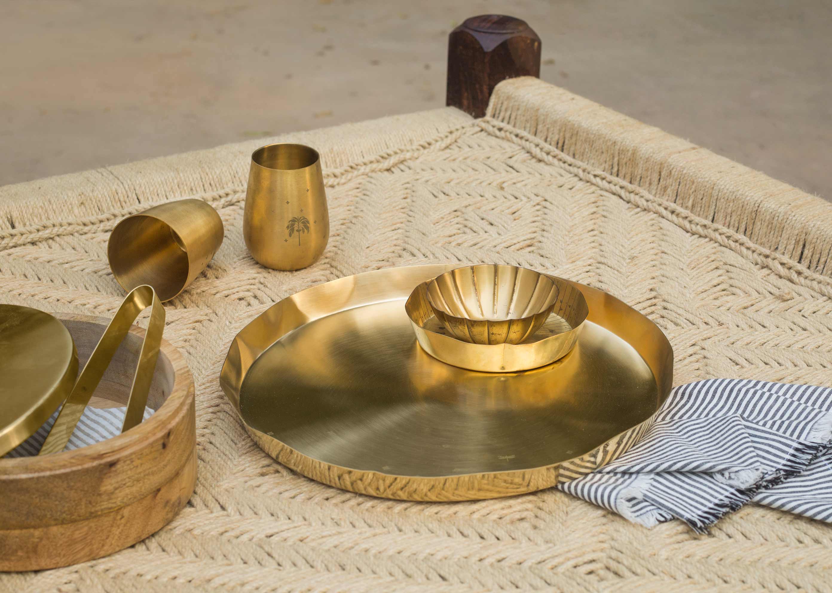 Lotus Leaf Brass Thali - Image 3