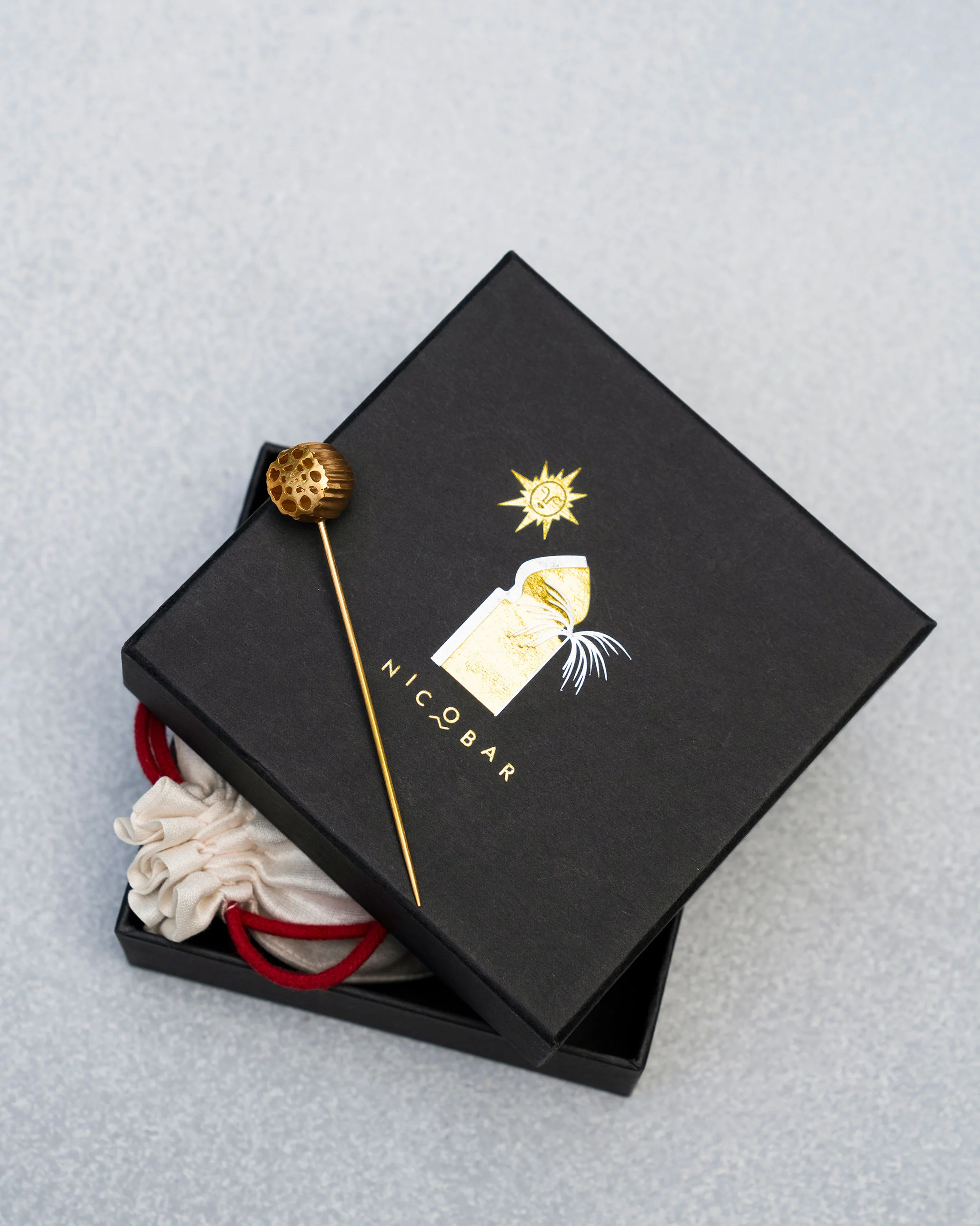 Lotus Pod Hair Pin - Gold - Image 3