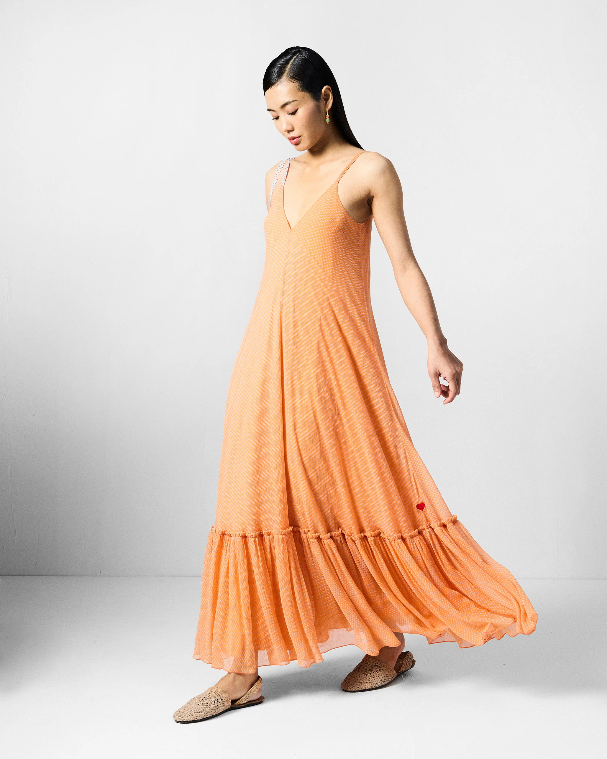 Luma Dress - Orange & Ice Blue Printed - Image 2