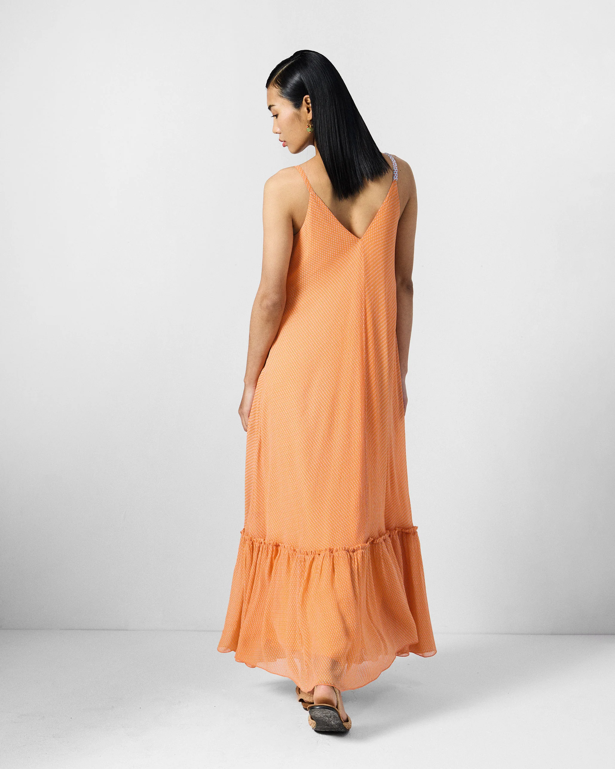Luma Dress - Orange & Ice Blue Printed - Image 3