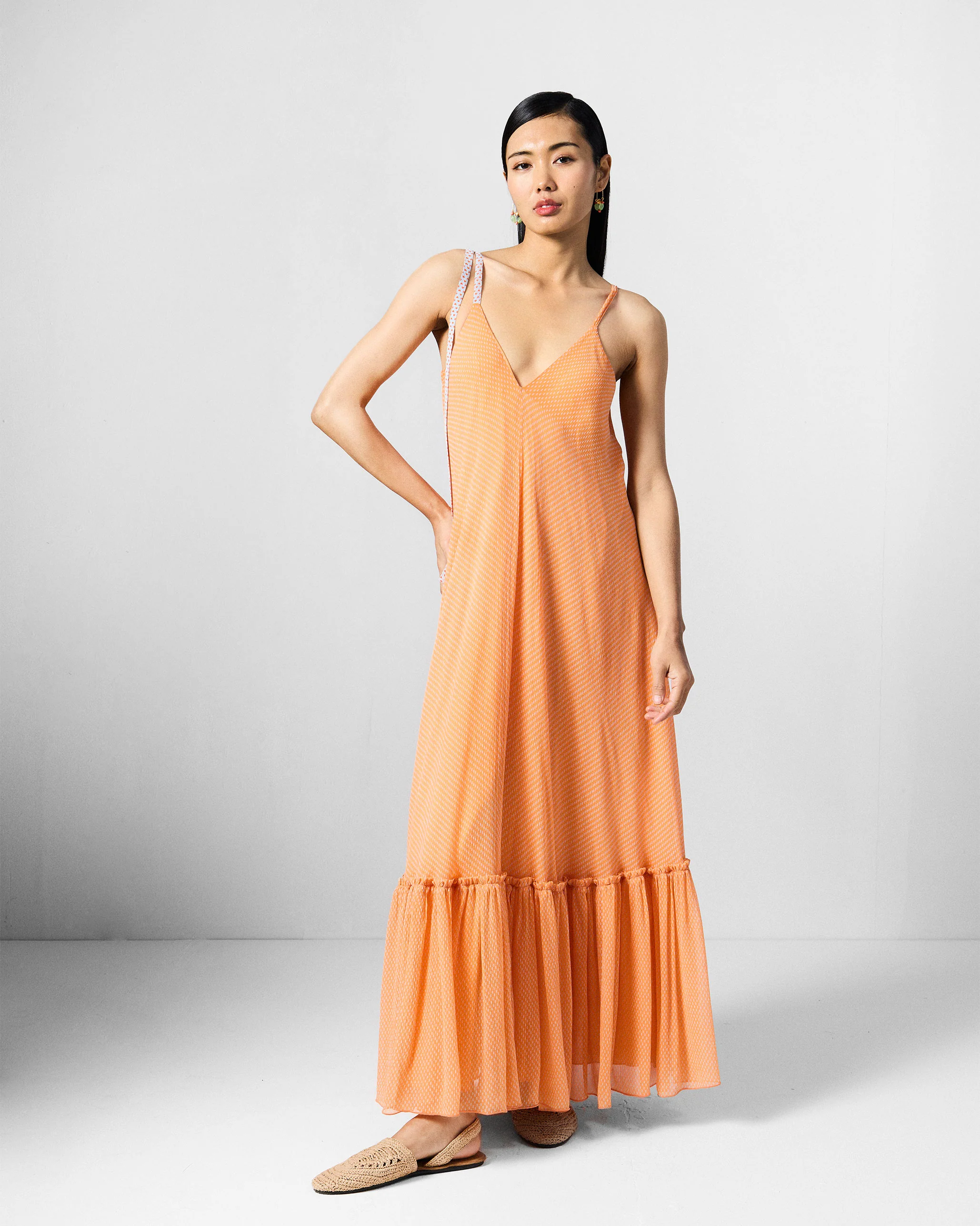 Luma Dress - Orange & Ice Blue Printed - Image 4