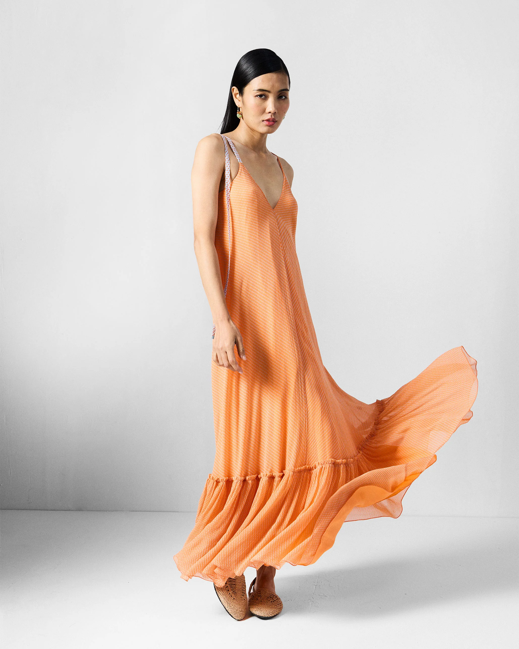 Luma Dress - Orange & Ice Blue Printed - Image 5