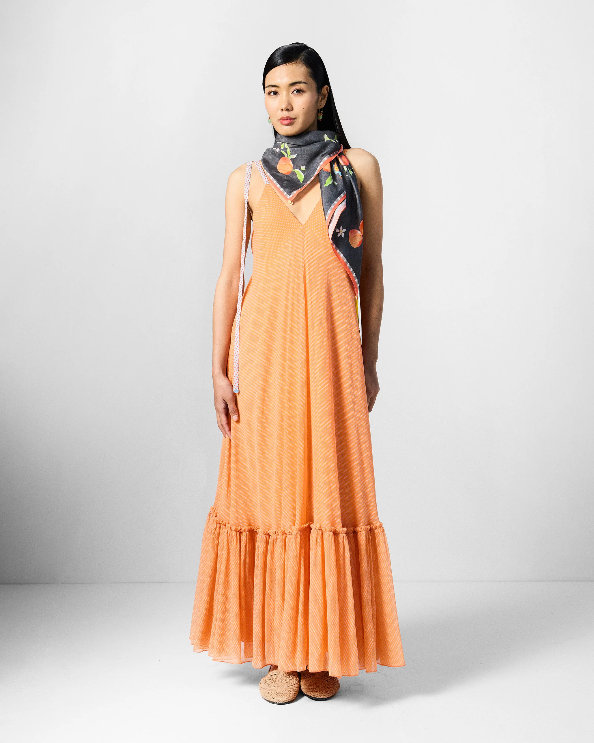 Luma Dress - Orange & Ice Blue Printed - Image 8