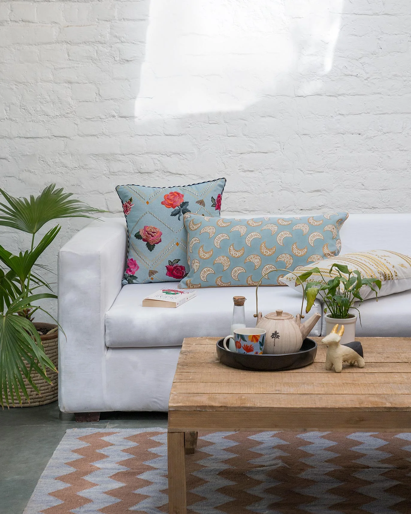 Luna Lumbar Cushion Cover - Blue - Image 2