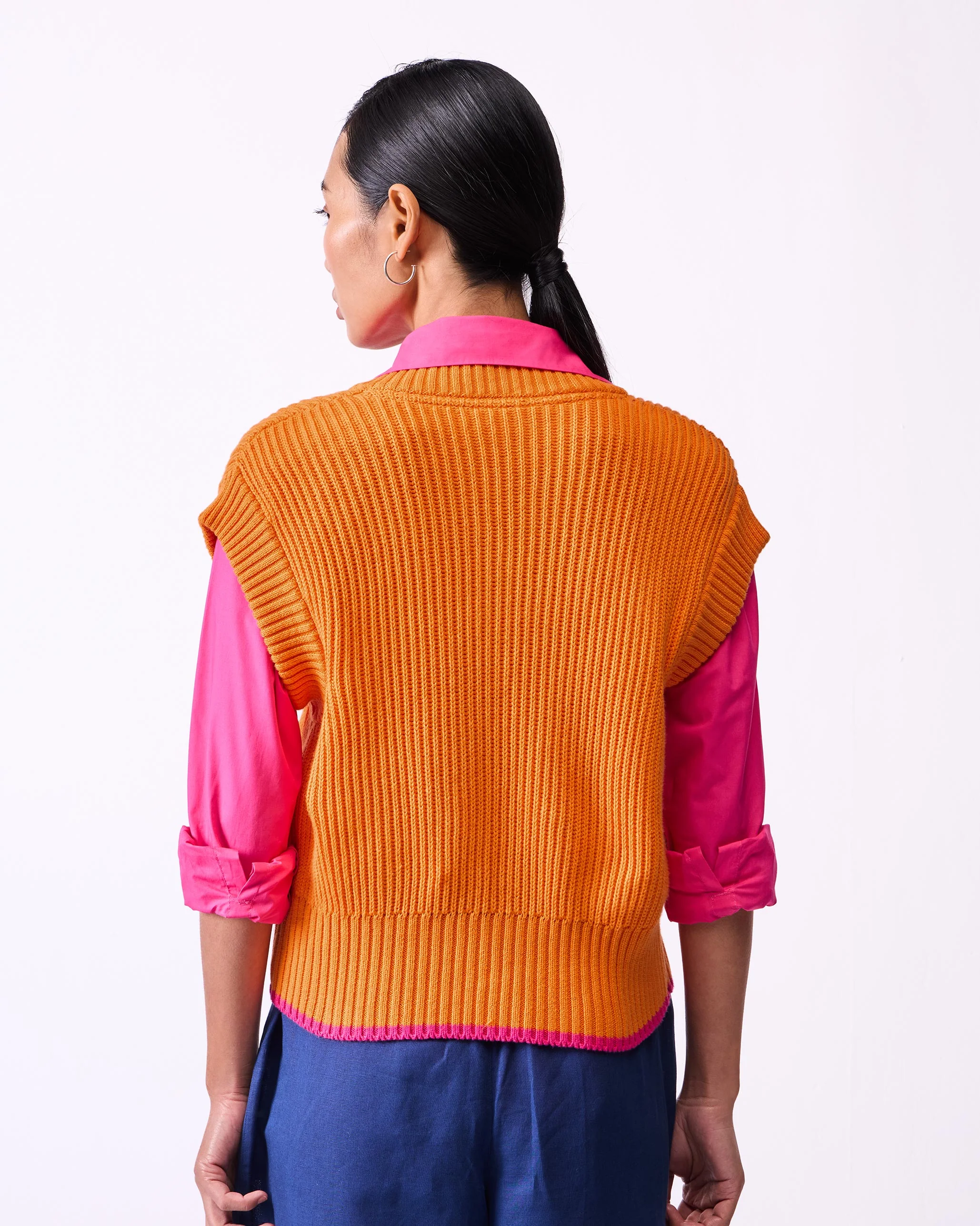 Lunar V-neck Sweater - Orange - Image 6