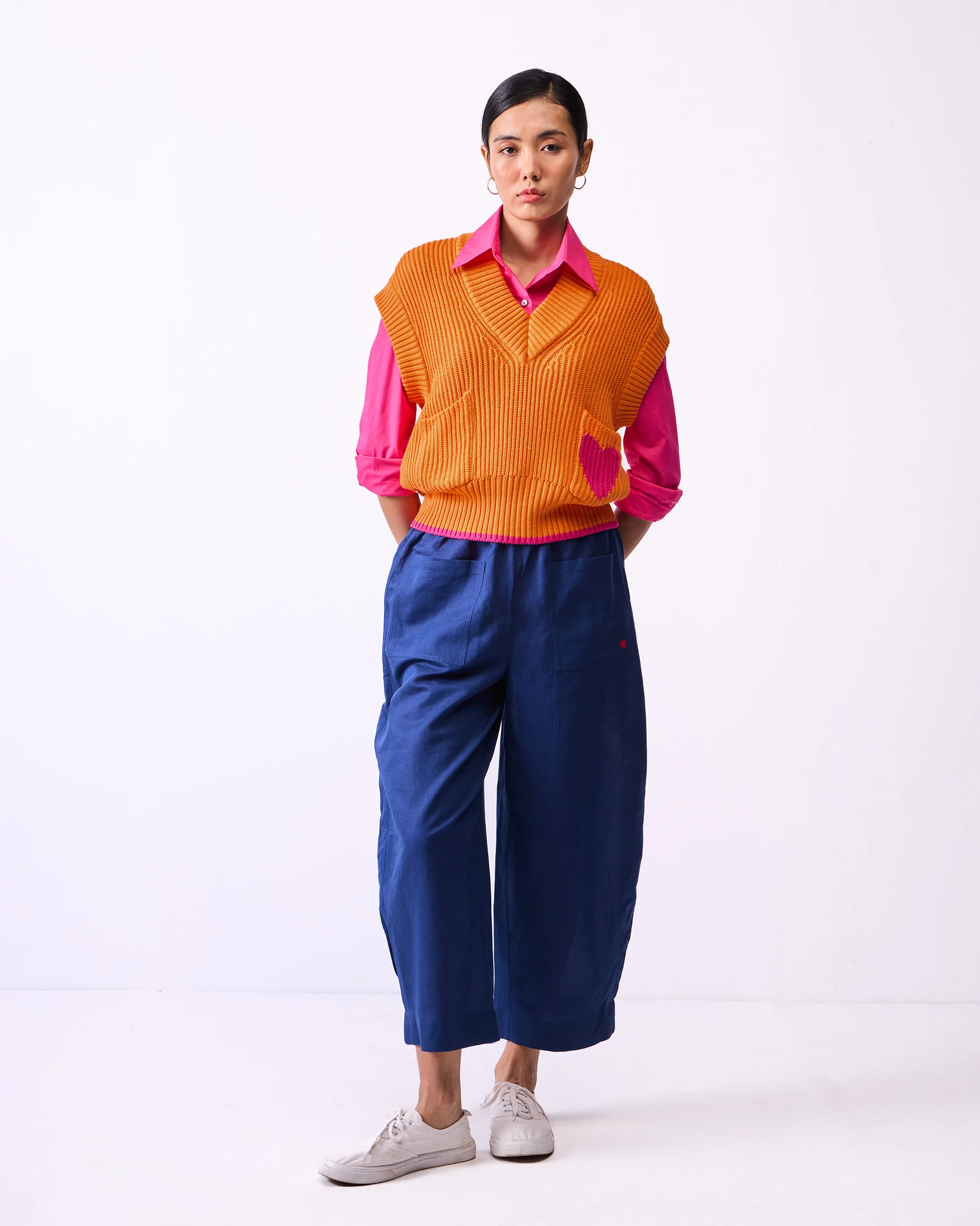 Lunar V-neck Sweater - Orange - Image 7