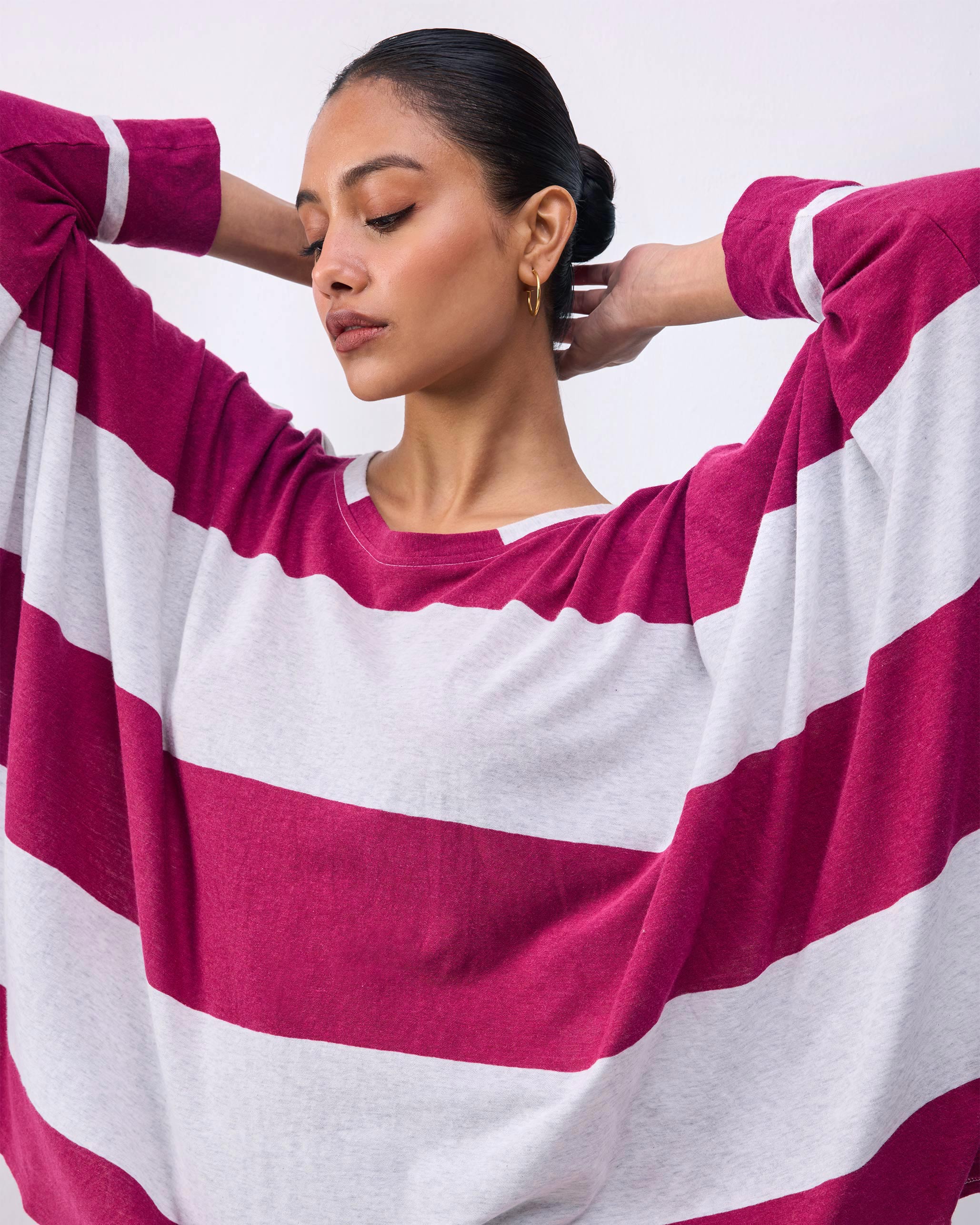 Lyla Top - Berry & Grey Stripes - Image 3